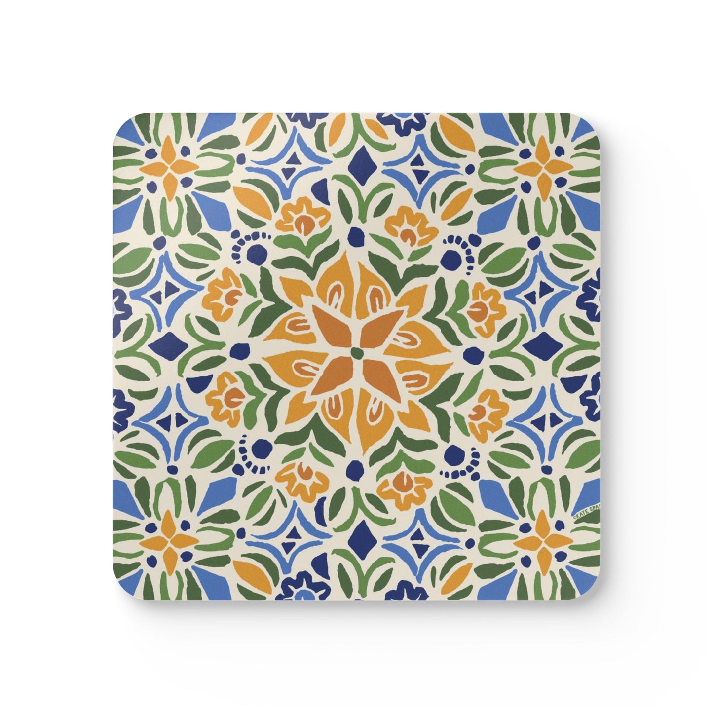 Colorful floral patterned mouse pad on a white background