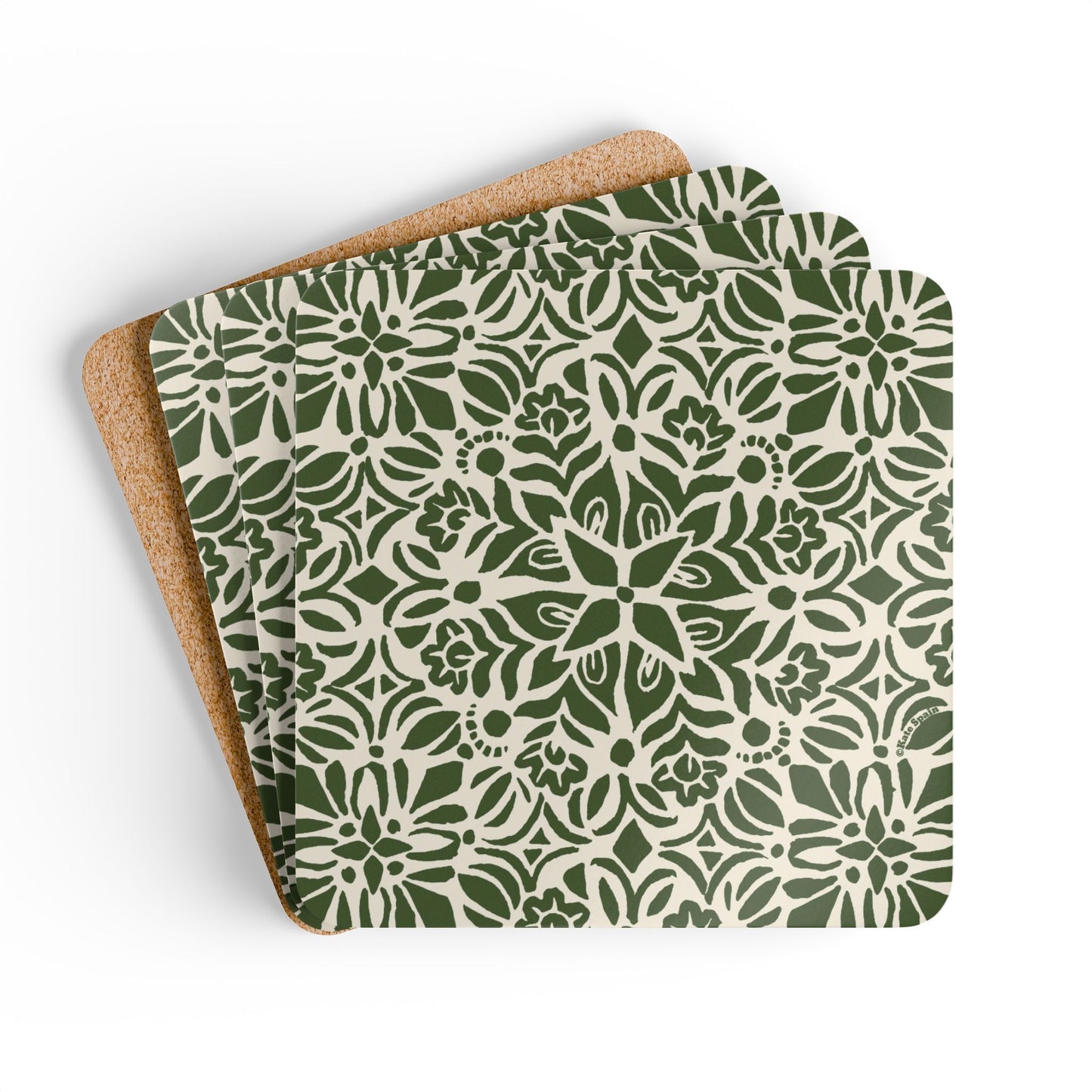 Kerala Green Cork Coaster Set
