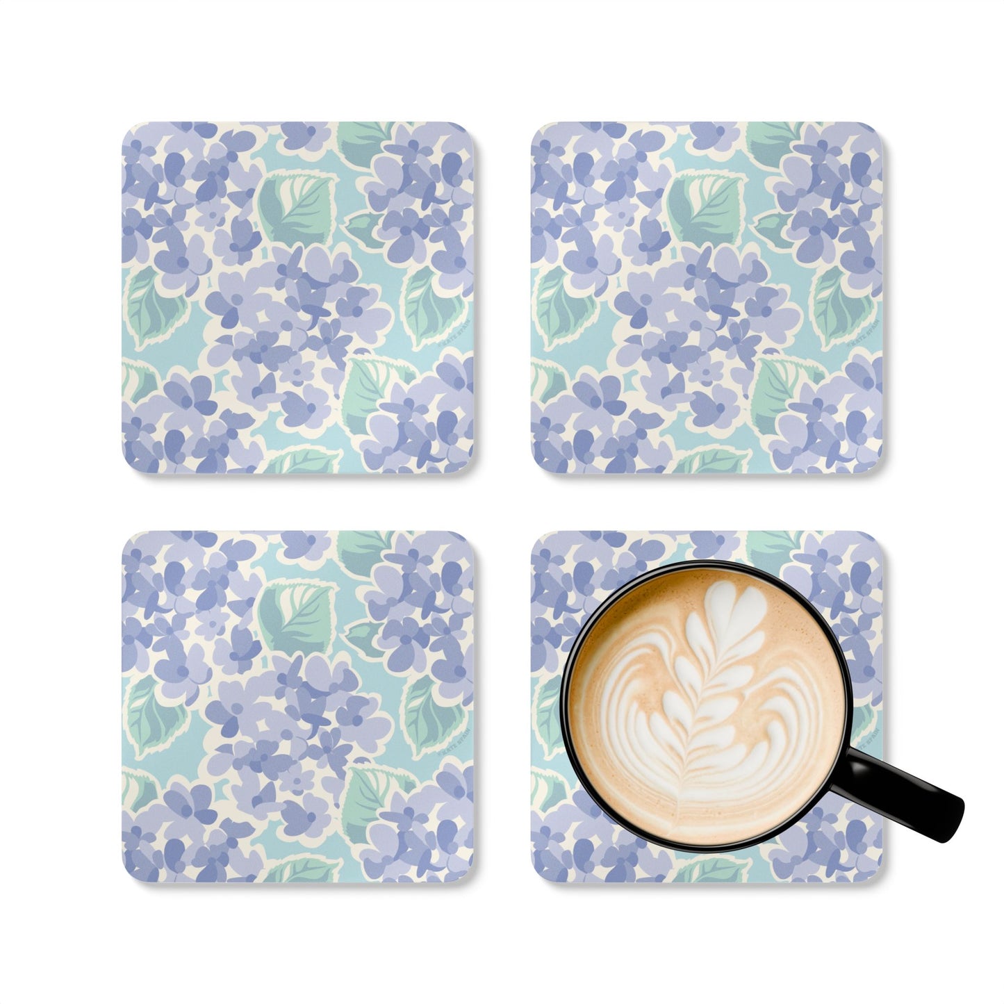 Nantucket Hydrangea Cork Coaster Set