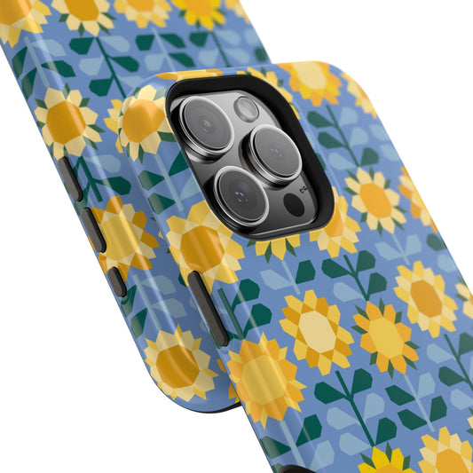 Sunflowers MagSafe case detail - vibrant yellow sunflower pattern close-up