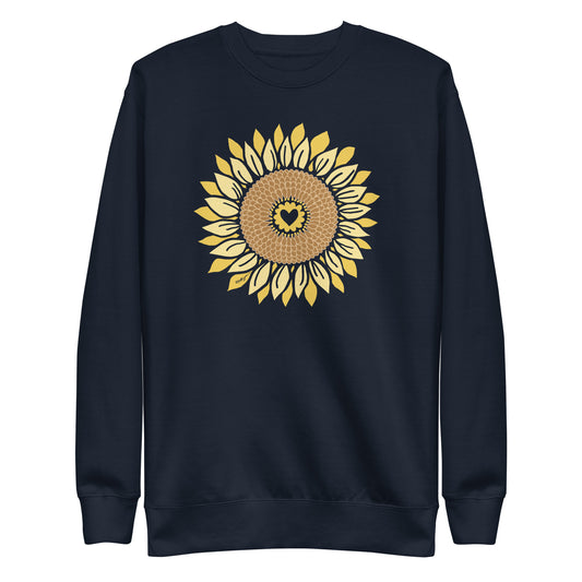 Sunflowers in My Heart Crewneck Sweatshirt Navy