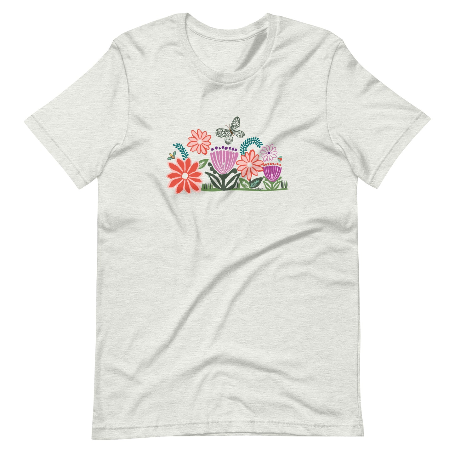 Bloom Crewneck T-Shirt Flower Garden Ash