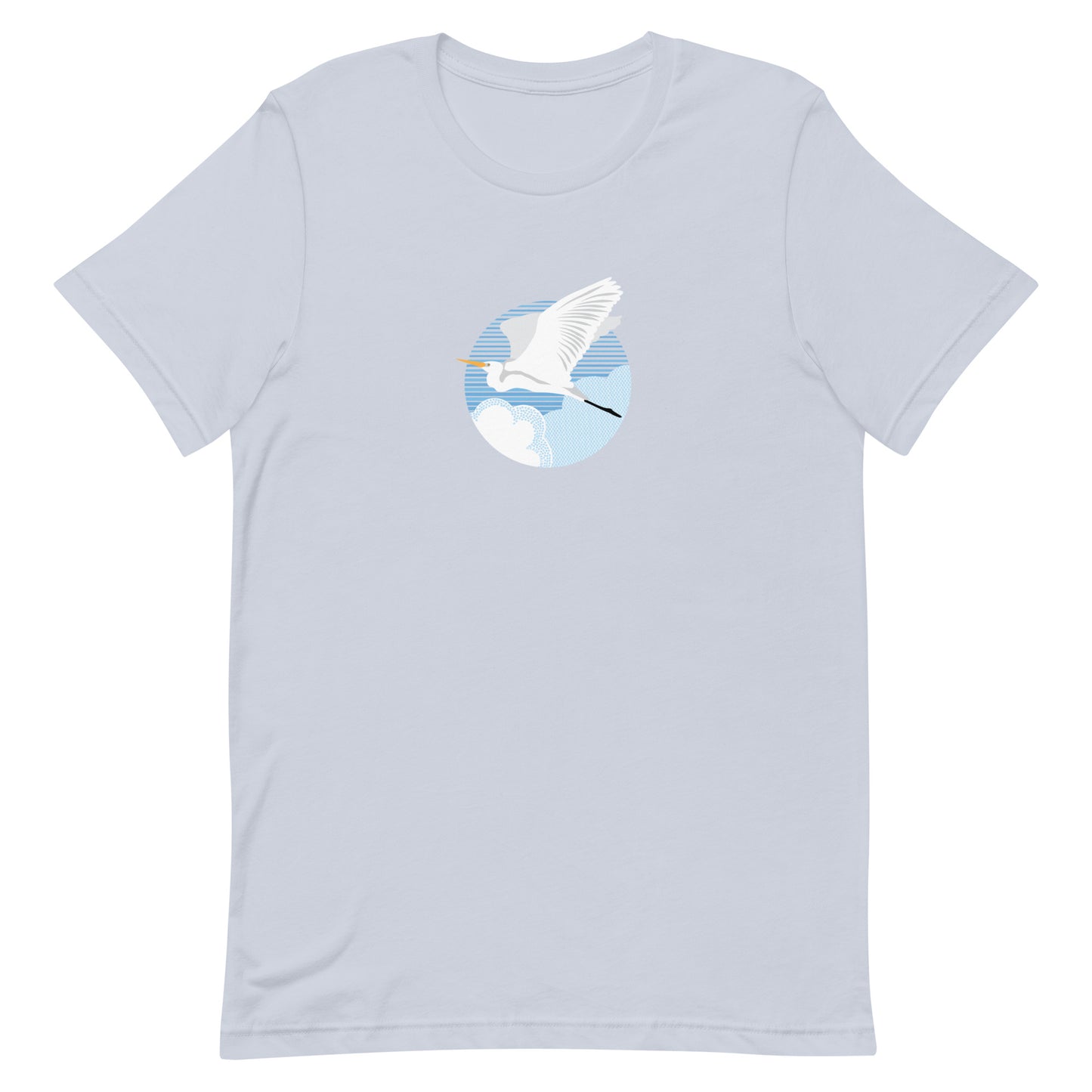 Fly Great Egret T-Shirt Light Blue