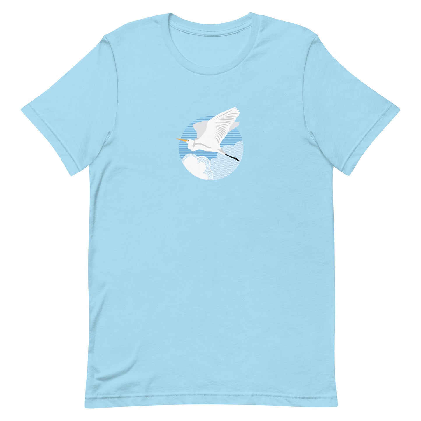 Fly Great Egret T-Shirt Ocean Blue
