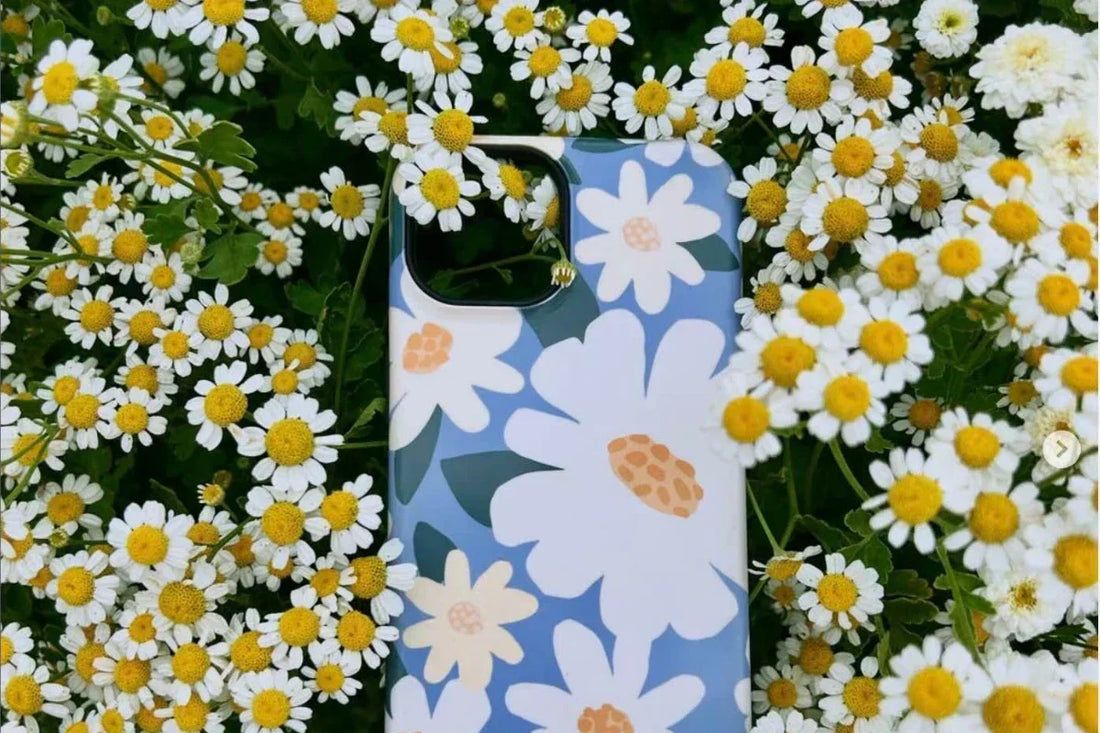 Chamomile wildflowers in a field — inspiration for the Chamomile botanical phone case by Kate Spain for Floriori