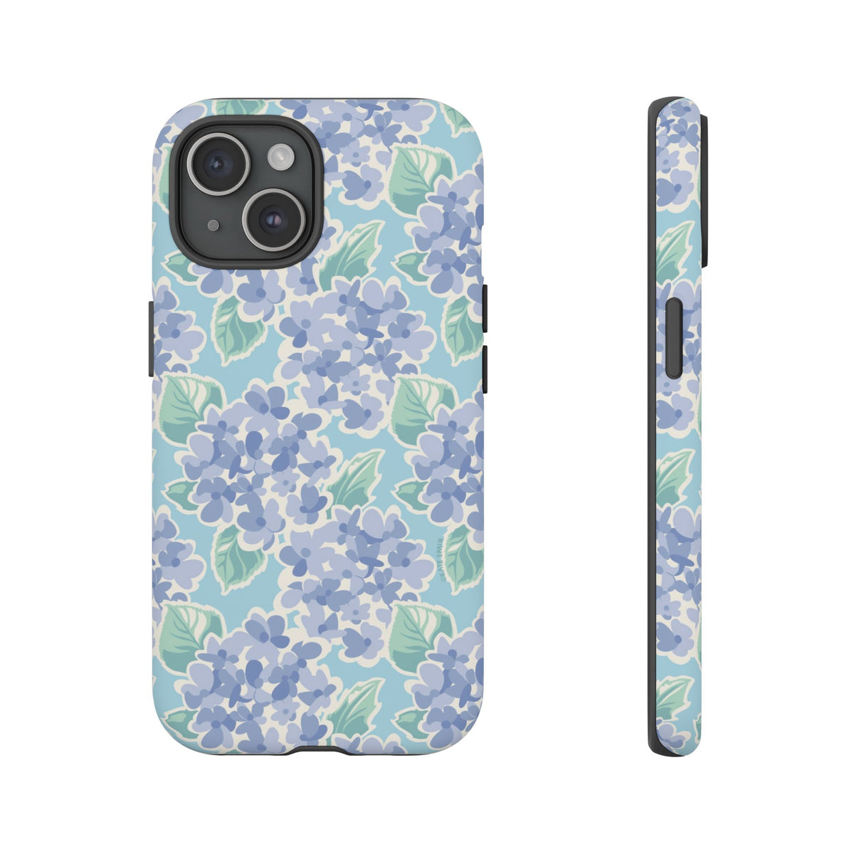 Nantucket Hydrangea Tough iPhone 15 Case – Matte | periwinkle, sky blue, mint hydrangea floral print