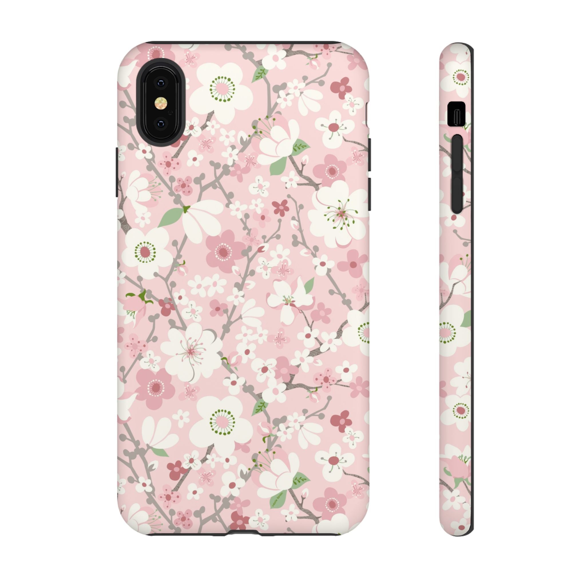 Luxury Pink Cherry Blossom Tough iPhone XS MAX Case – Matte | light pink, white, cherry blossom floral print