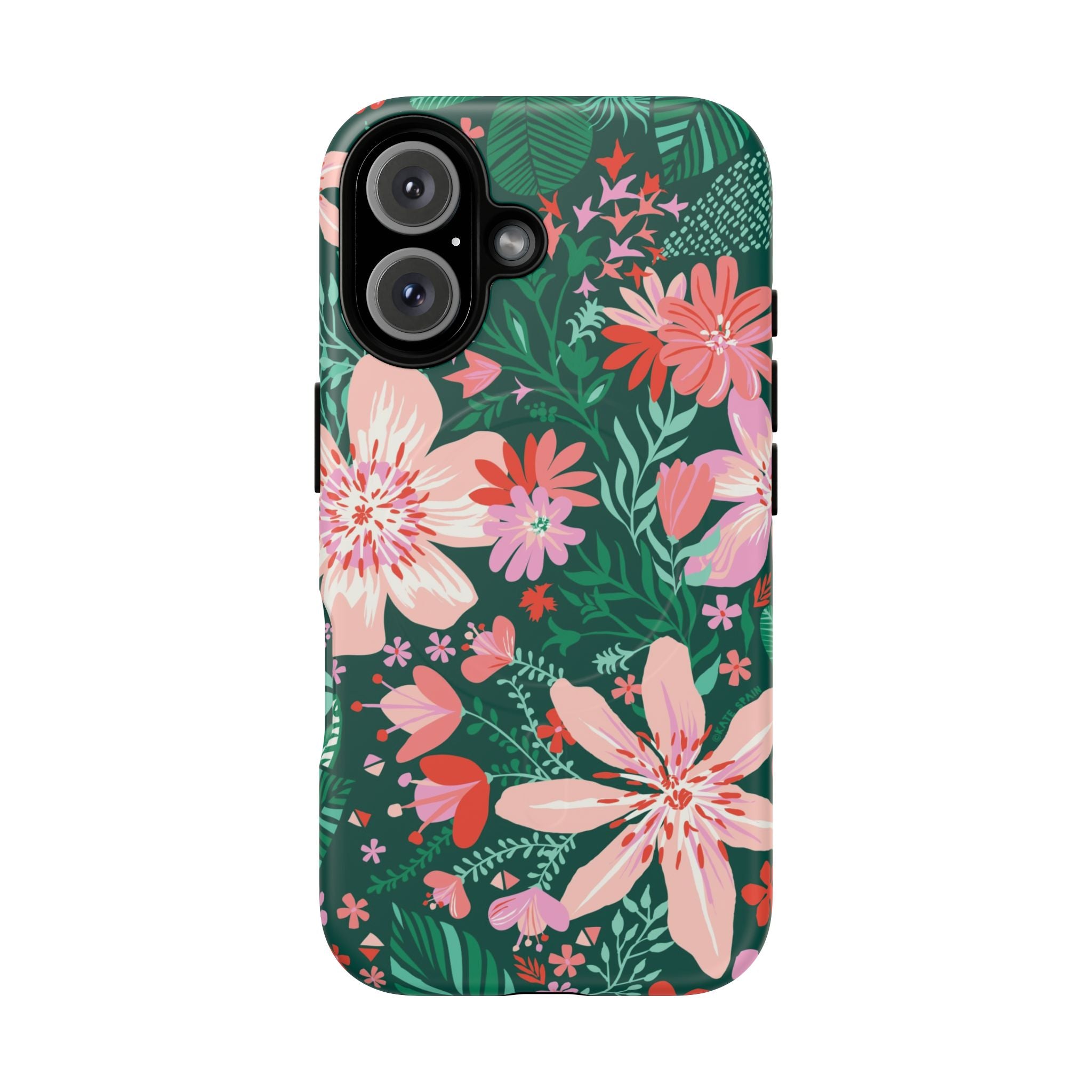 Bonaire MagSafe iPhone 16 Case – Matte | jade, pink, white tropical floral botanical print