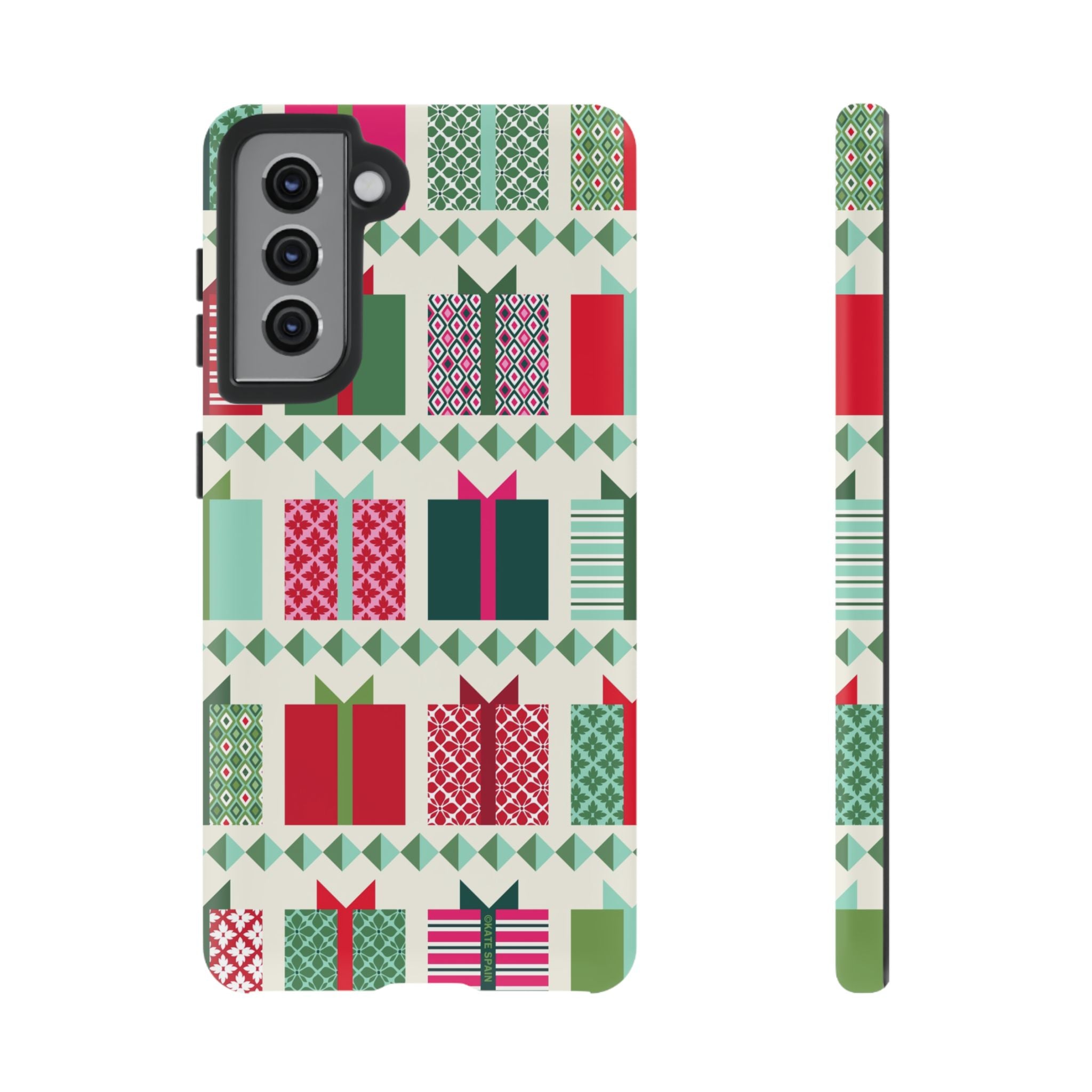 All Wrapped Up Samsung Galaxy S21 Case – Matte | cream, red, pink, green, mint geometric gift wrap holiday print