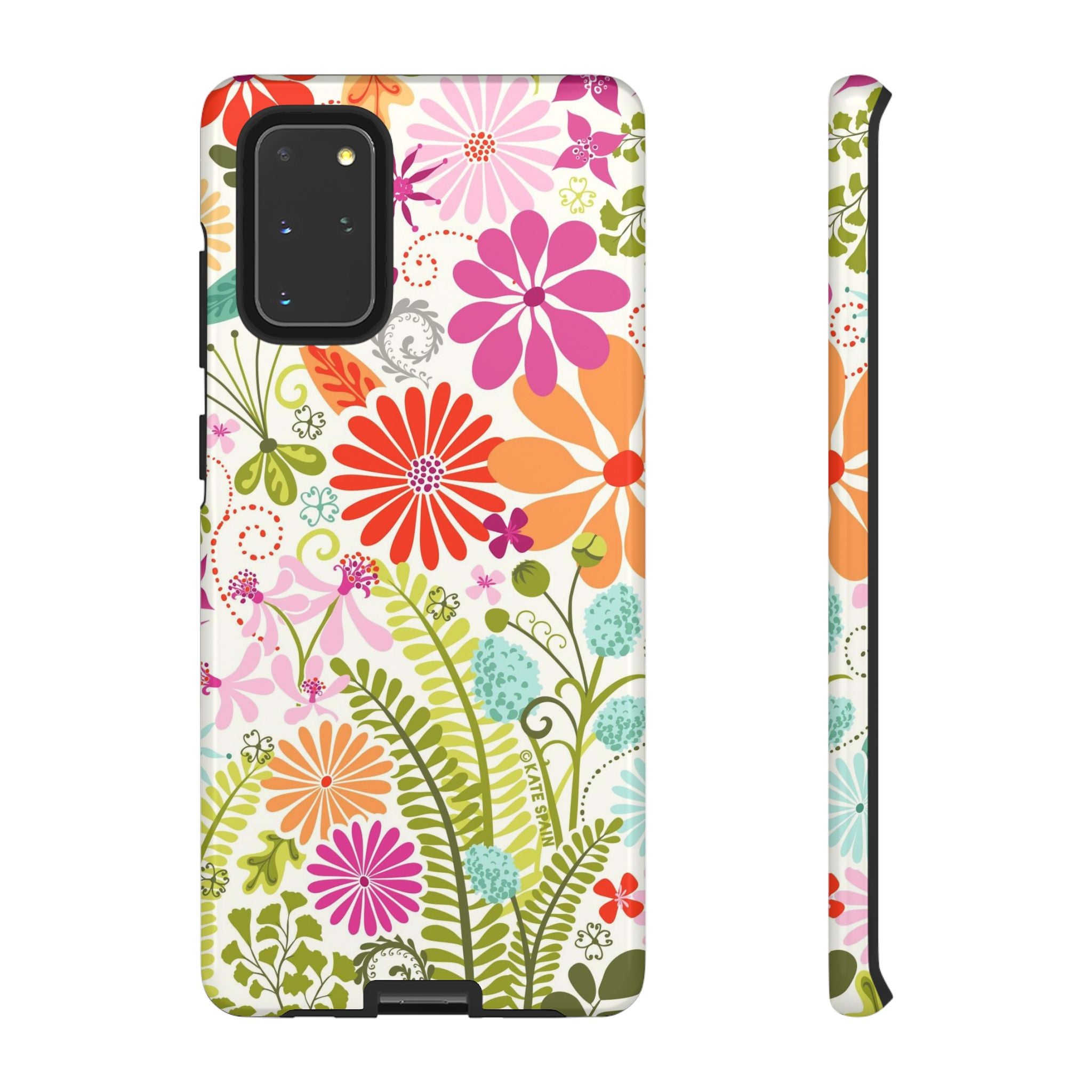 Luxury Terrain Samsung Galaxy S20+ Case – Glossy | white, magenta, coral botanical woodland floral print