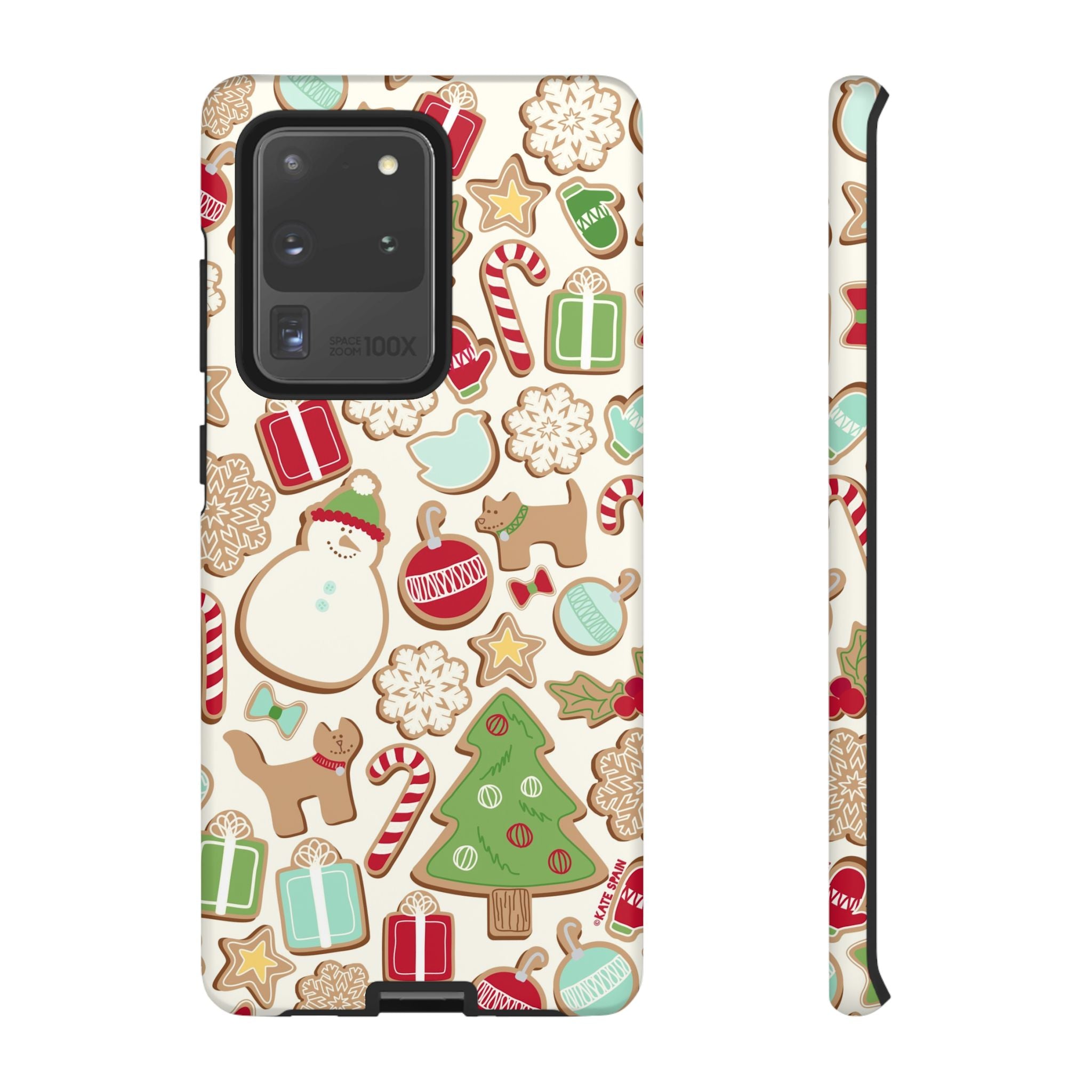 Gingerbread Cookies Samsung Galaxy S20 Ultra Case – Matte | cream, red, green gingerbread holiday cookie print