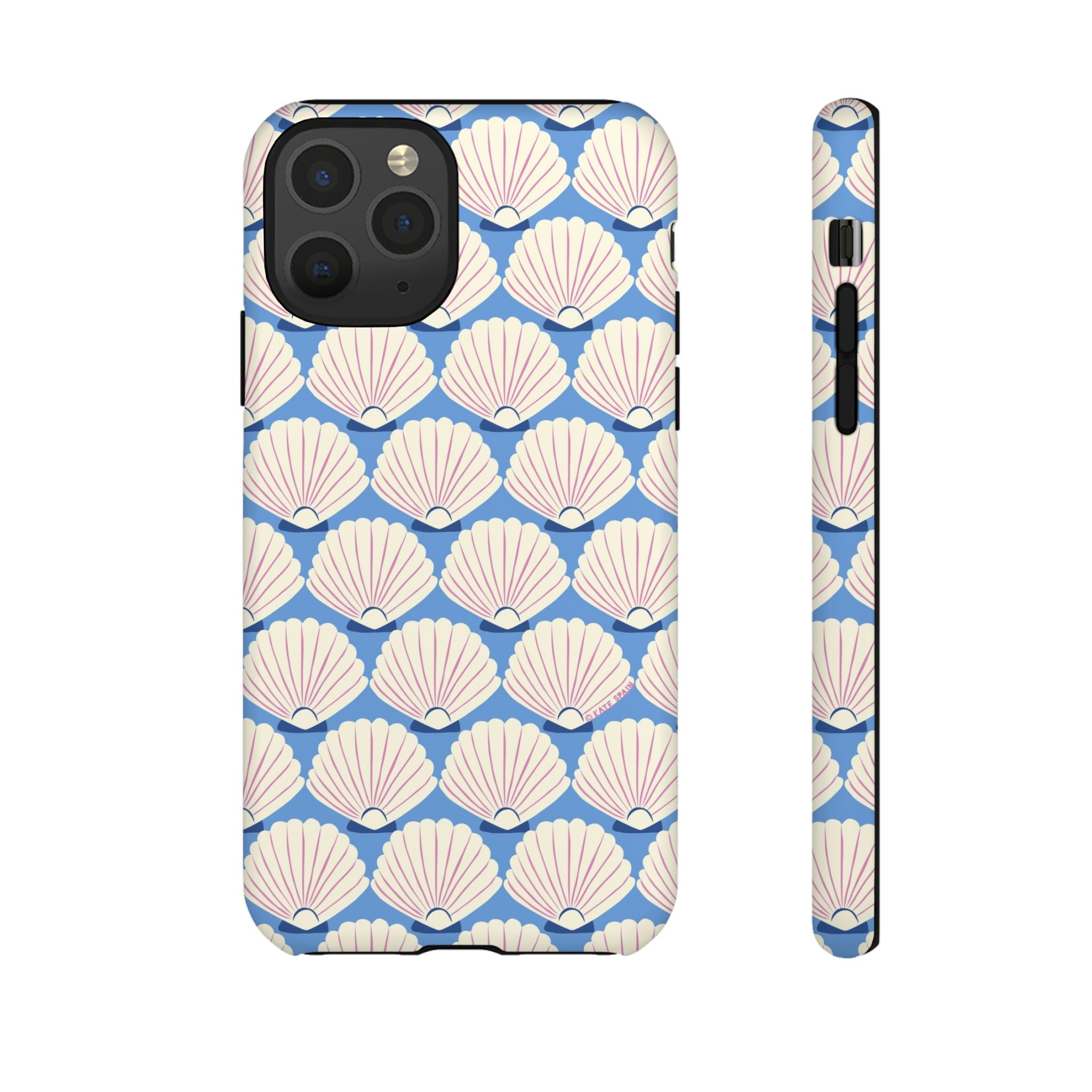 Seashells Tough iPhone 11 Pro Case – Matte | periwinkle, cream, blush scallop shell print