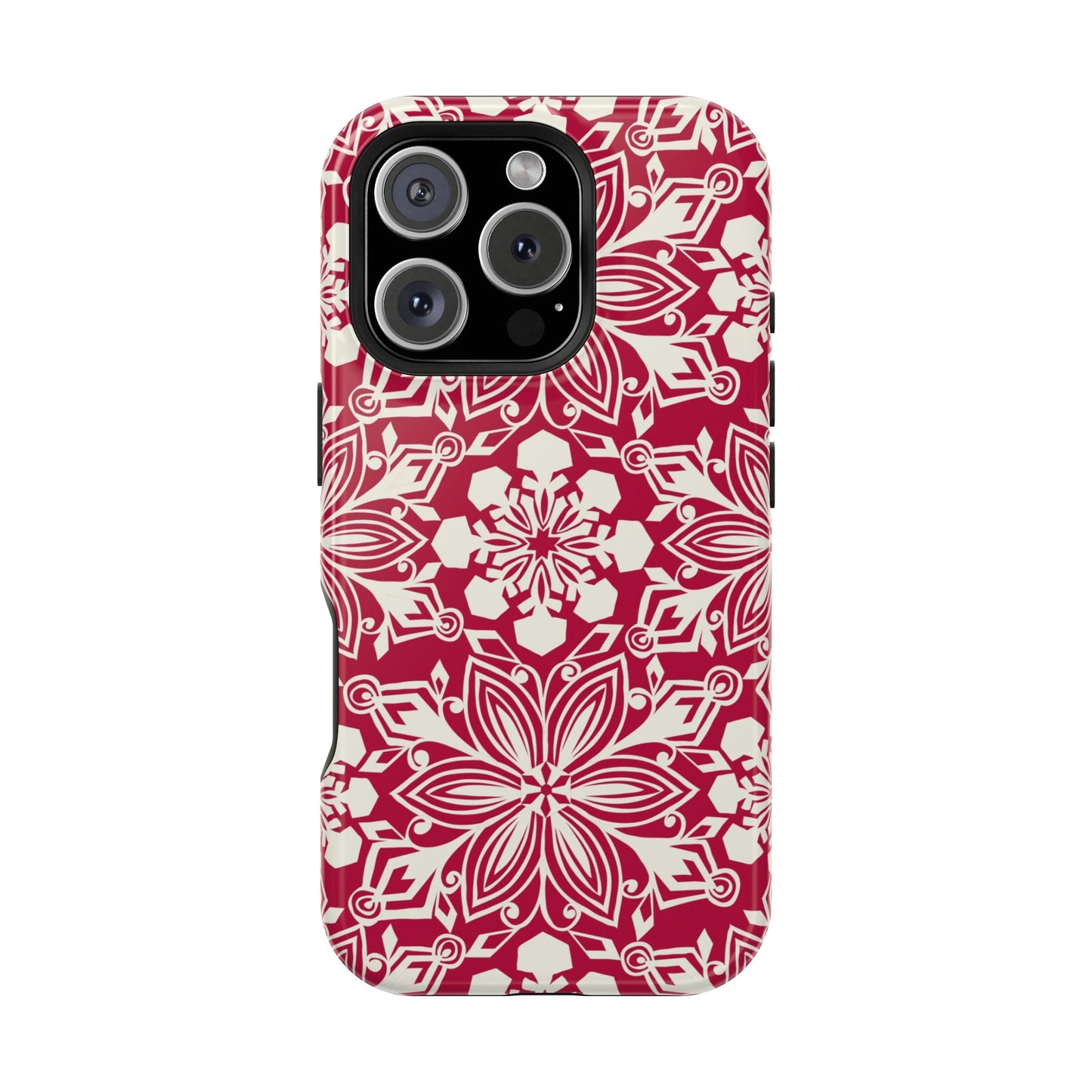 Snowfall Paper Cut Snowflake MagSafe Tough Case iPhone 16 Pro Glossy