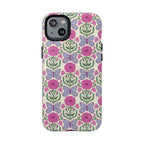 Butterfly MagSafe iPhone 14 Plus Case – Glossy | cream, magenta, periwinkle butterfly floral print