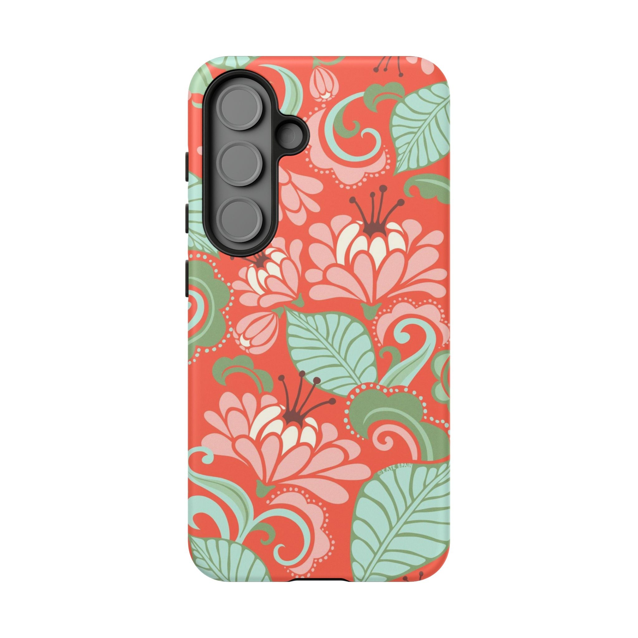 Designer Sarabande Samsung Galaxy S25 Case – Matte | coral, blush, mint tropical floral print