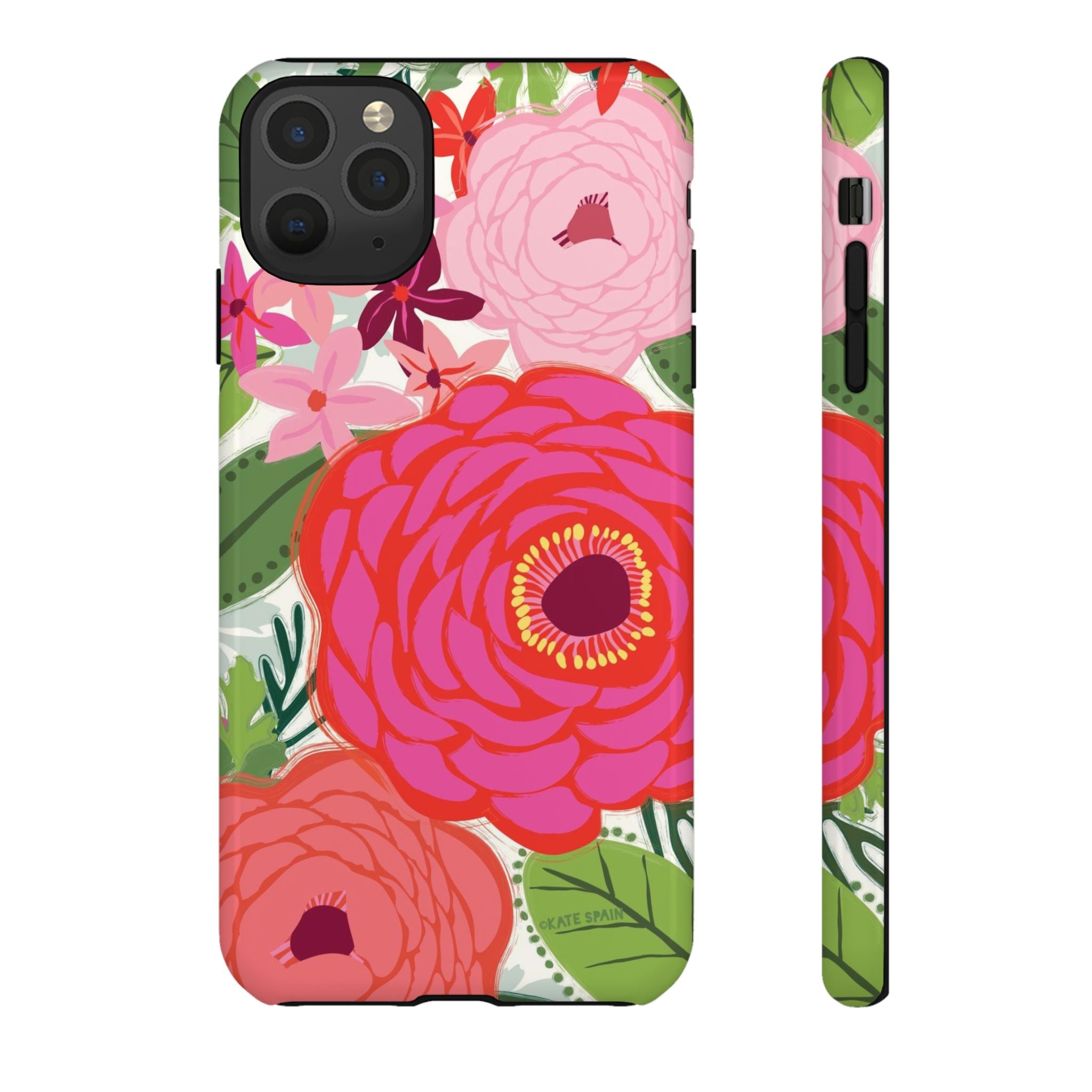 Bloomerie Tough iPhone 11 Pro Max Case – Glossy | cream, magenta, coral botanical peony floral print