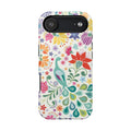 Peacock Sanctuary MagSafe iPhone 17 Air Case – Glossy | ivory, teal, navy peacock botanical print MagSafe compatible, dual-layer protection