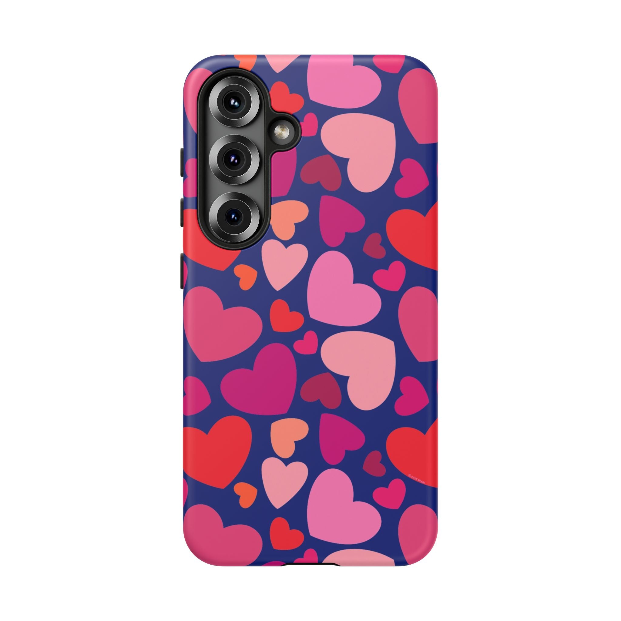 Hearts Samsung Galaxy S25 Case – Matte | navy, pink, blush, red heart print