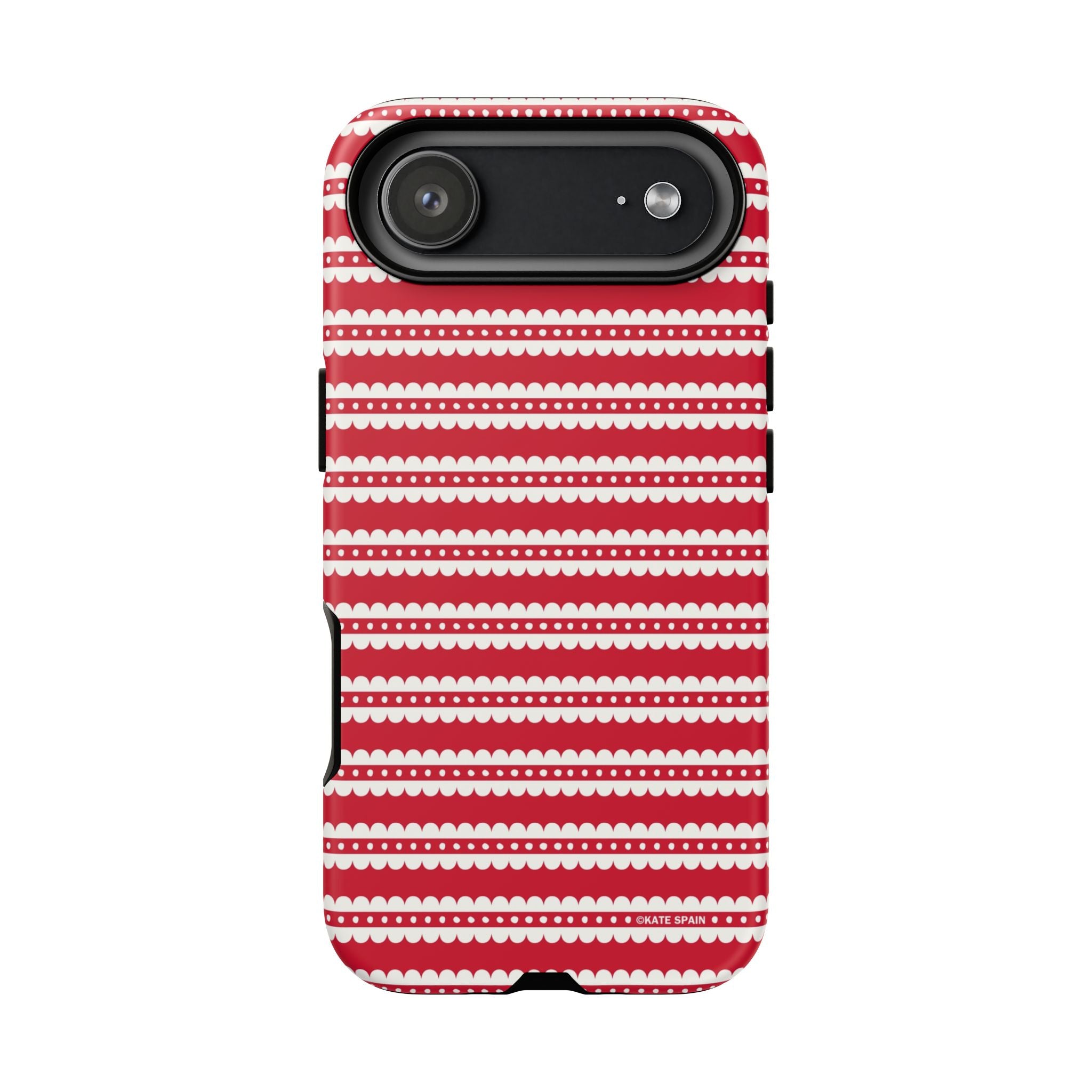 Candy Cane Stripe Tough iPhone 17 Air Case – Matte | red, cream scalloped candy cane stripe print