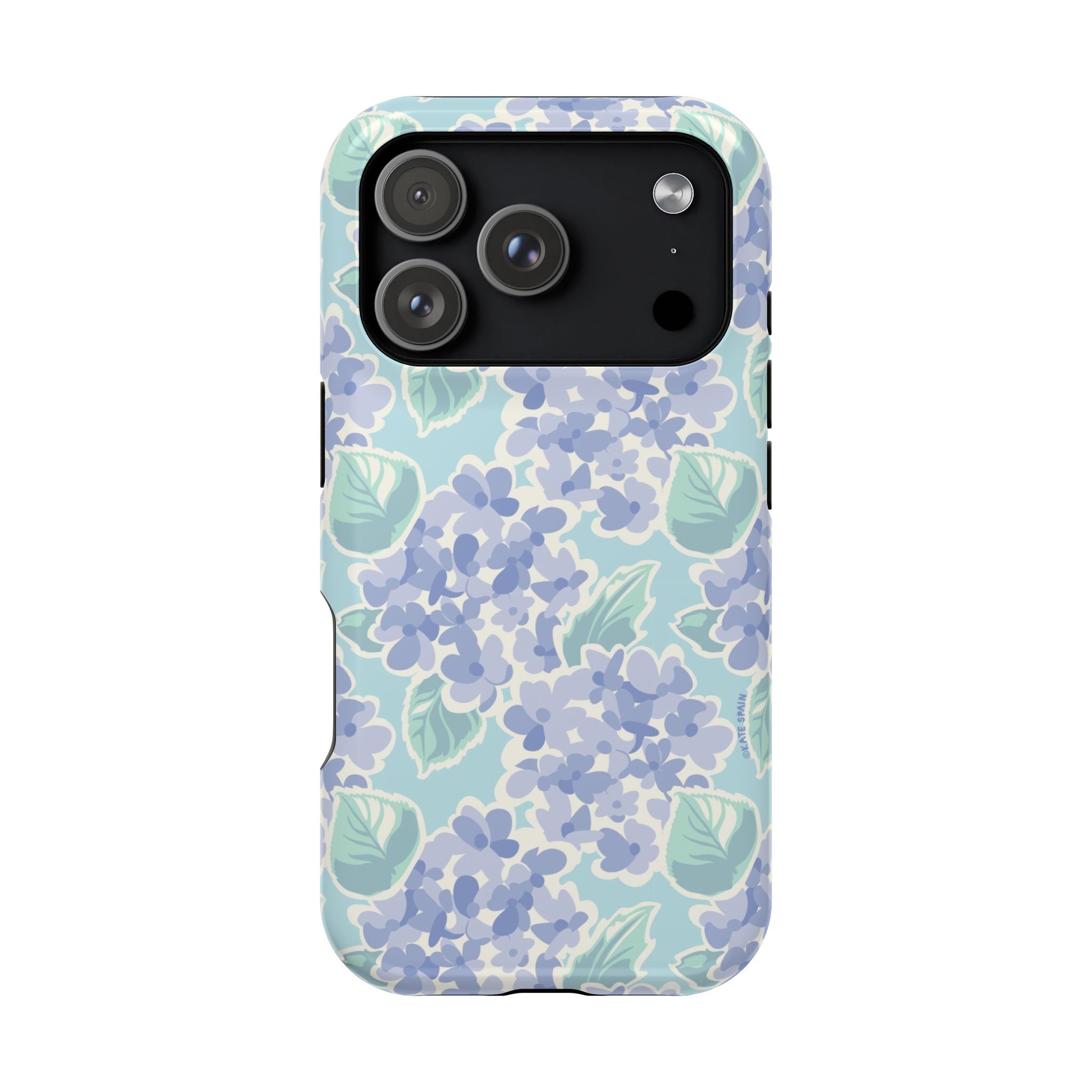 Nantucket Hydrangea MagSafe iPhone 17 Pro Case – Glossy | periwinkle, sky blue, mint hydrangea floral print