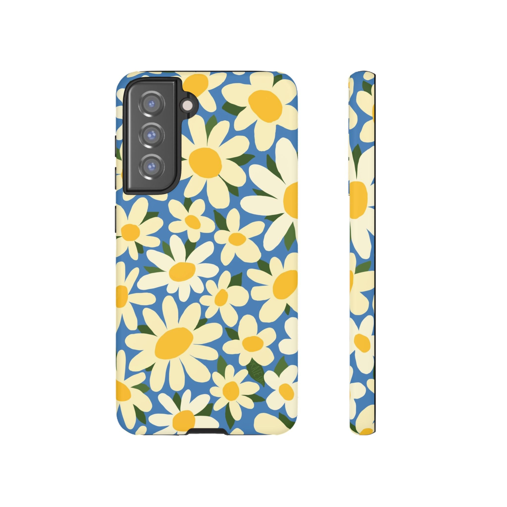 Luxury Shasta Samsung Galaxy S21 FE Case – Matte | blue, yellow, white daisy floral print