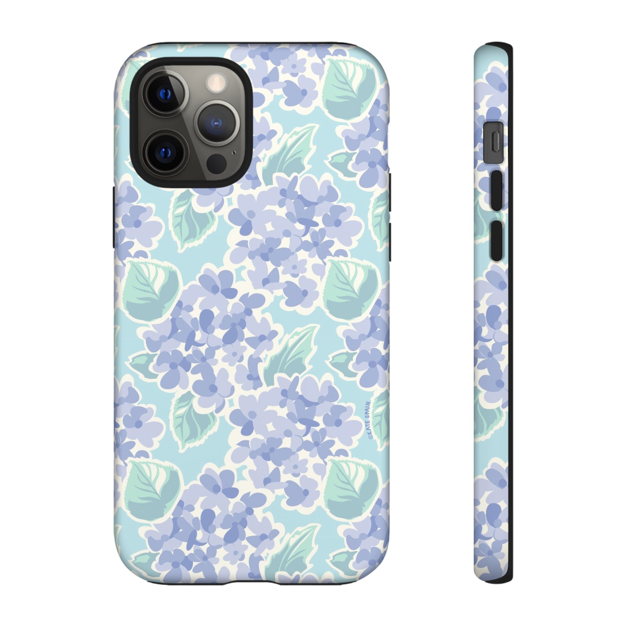 Nantucket Hydrangea Tough iPhone 12 Pro Case – Matte | white, lavender, mint watercolor hydrangea print