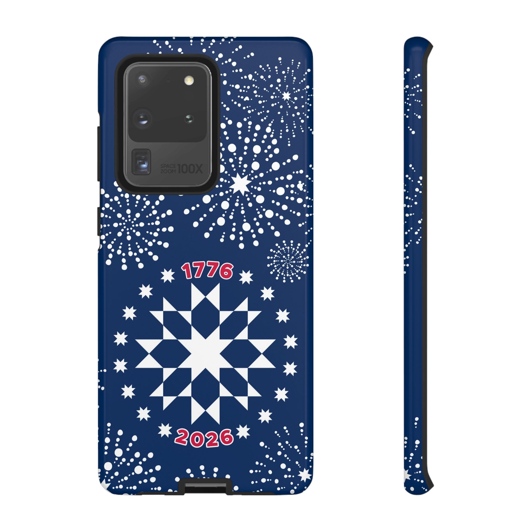 250th Fireworks Samsung Galaxy S20 Ultra Case – Glossy | navy, white patriotic star quilt fireworks print