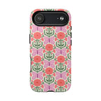 Pink Butterfly MagSafe iPhone 17 Air Case – Glossy | pink, coral, green, cream butterfly floral print