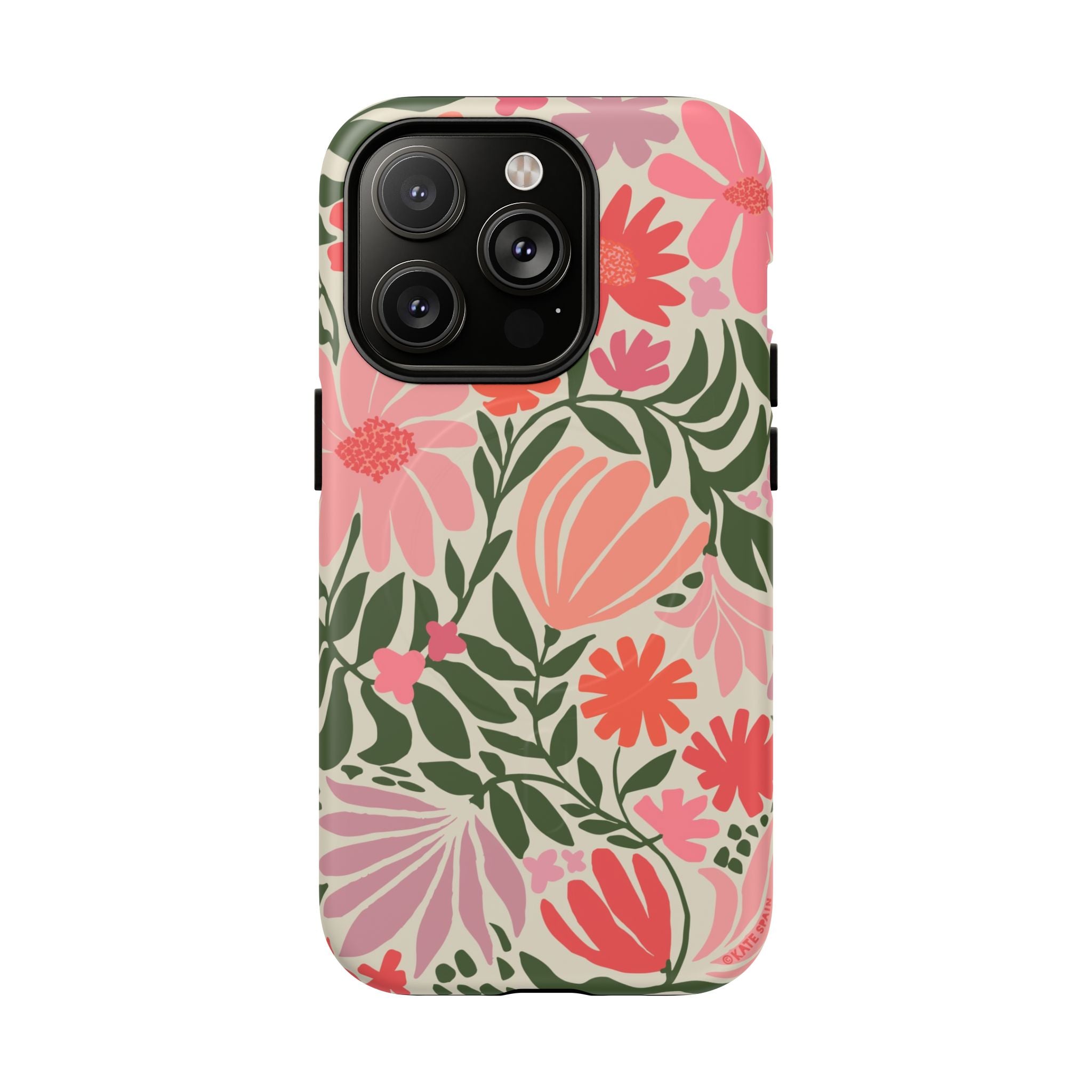 Botanica MagSafe iPhone 14 Pro Case – Matte | coral, pink, sage green botanical wildflower print