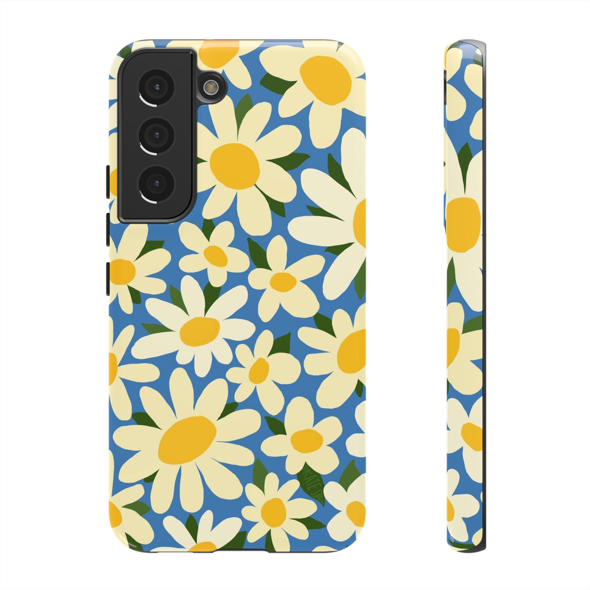 Luxury Shasta Samsung Galaxy S22 Case – Glossy | blue, yellow, white daisy floral print