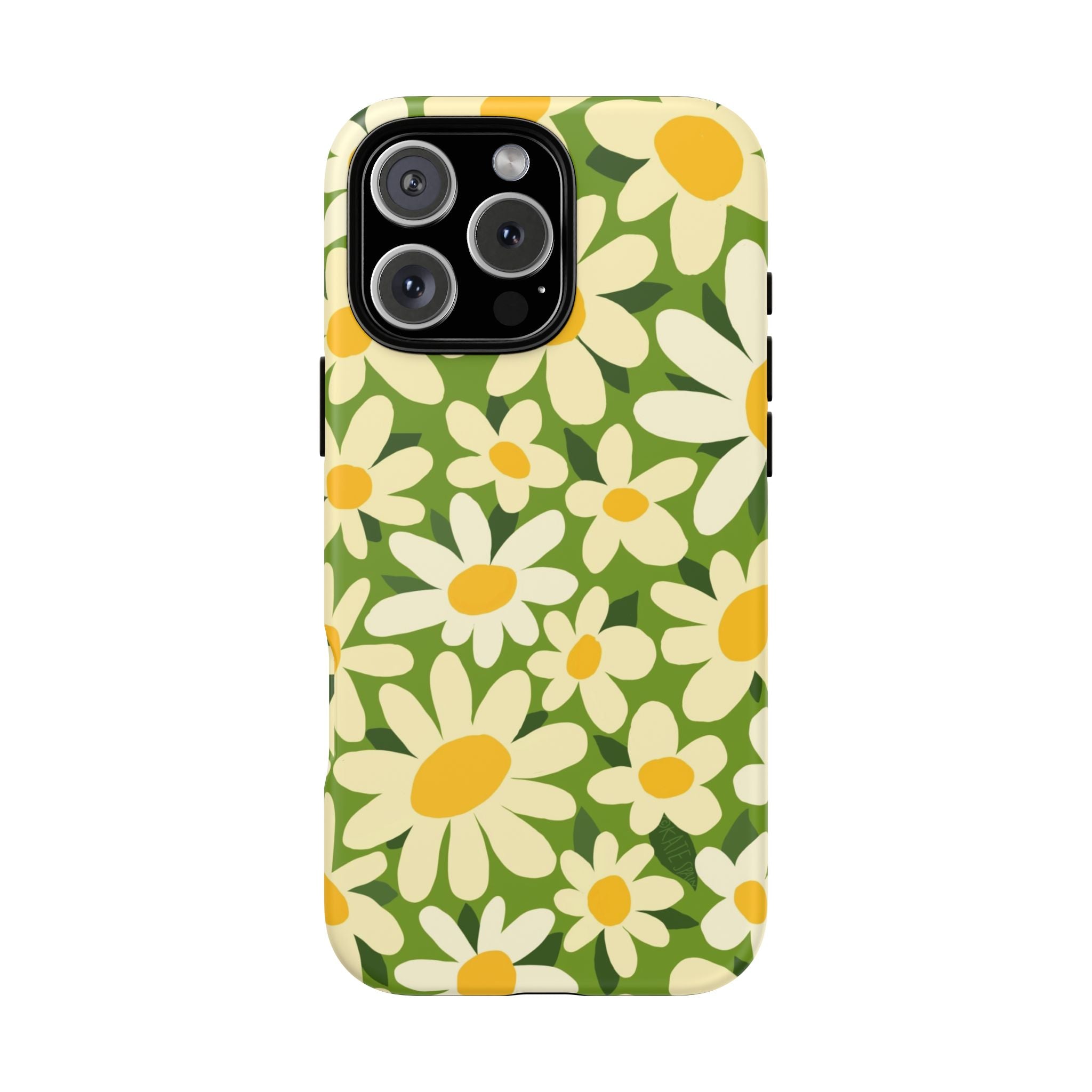 Shasta Daisy Tough iPhone 16 Pro Max Case – Matte | green, white, yellow daisy floral print