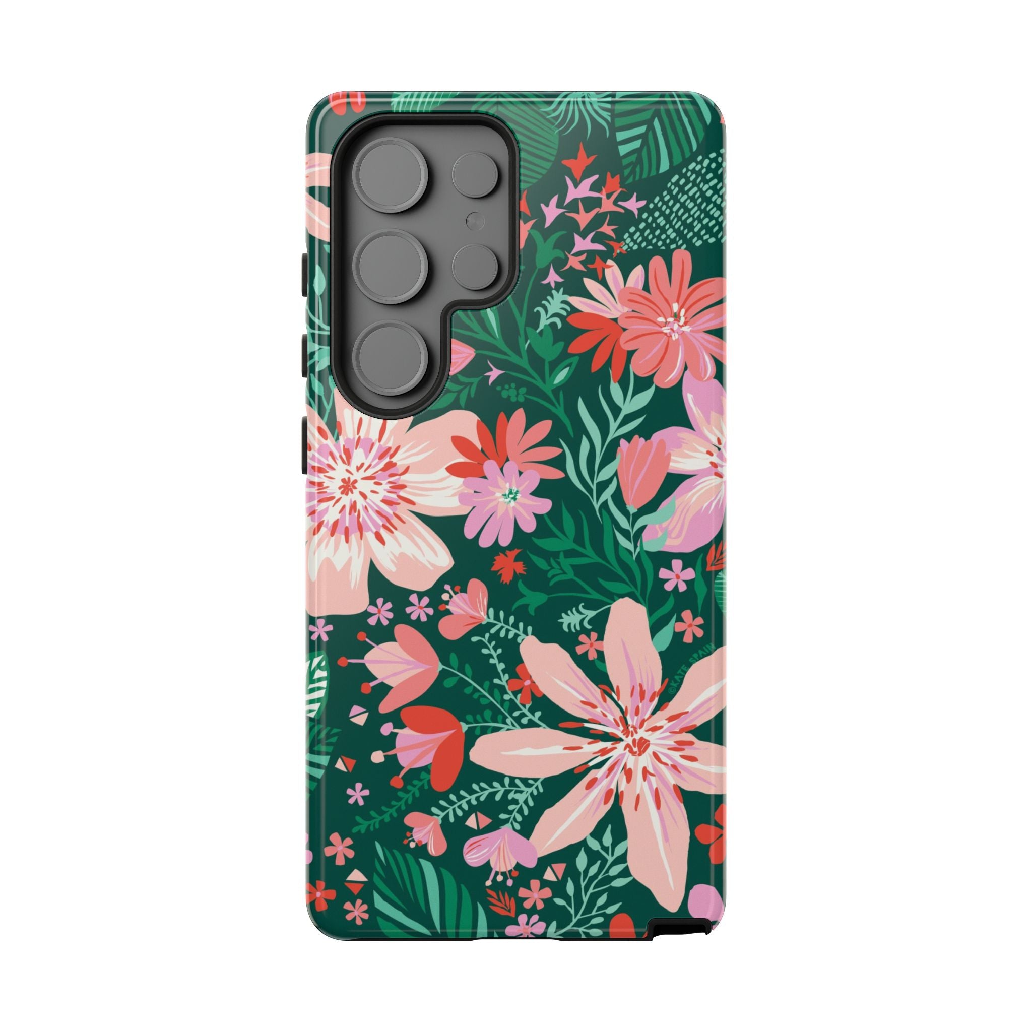 Tropical Bonaire Samsung Galaxy S25 Ultra Case – Glossy | jade, pink, white tropical floral botanical print