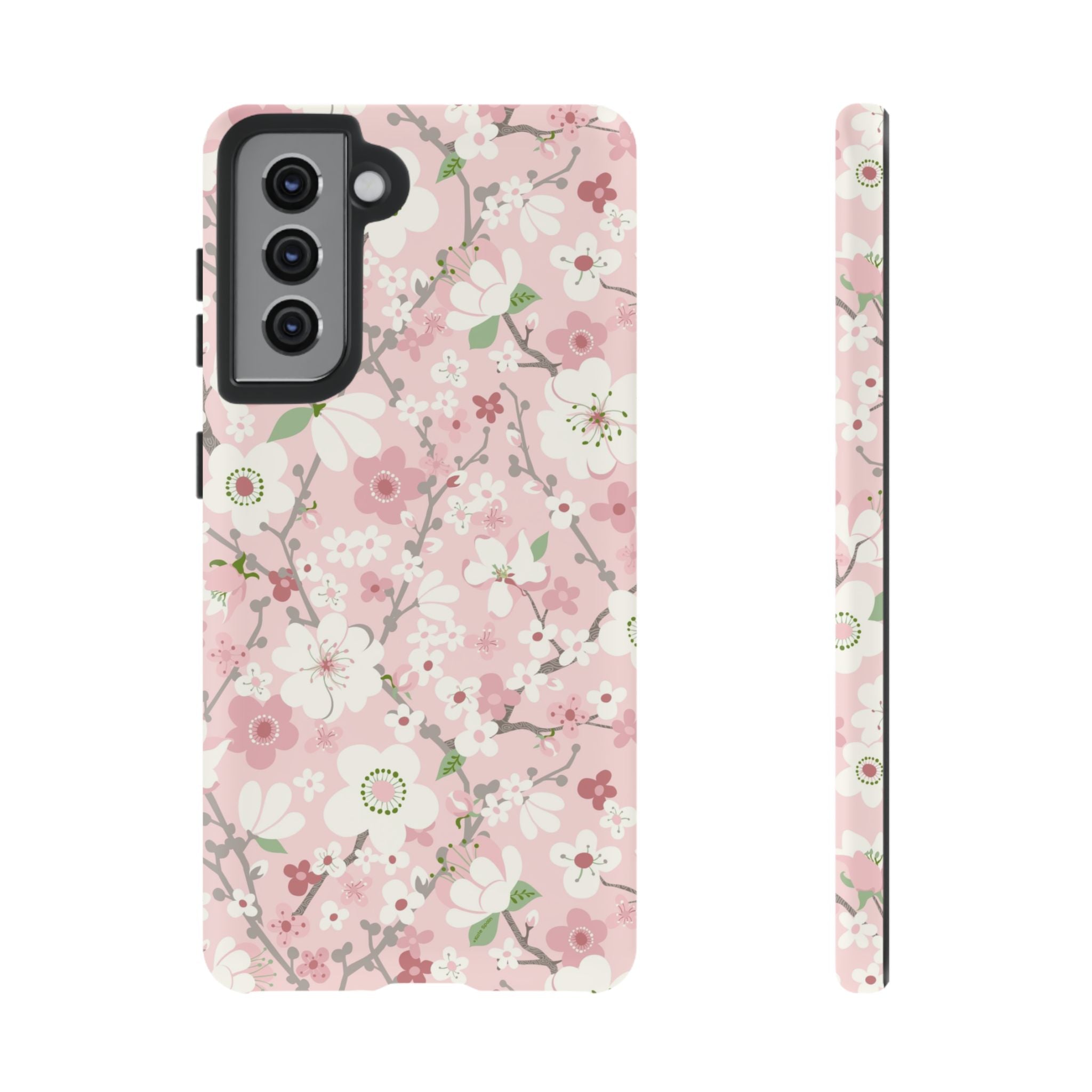 Luxury Pink Cherry Blossom Samsung Galaxy S21 Case – Matte | pink, white, cherry blossom floral print