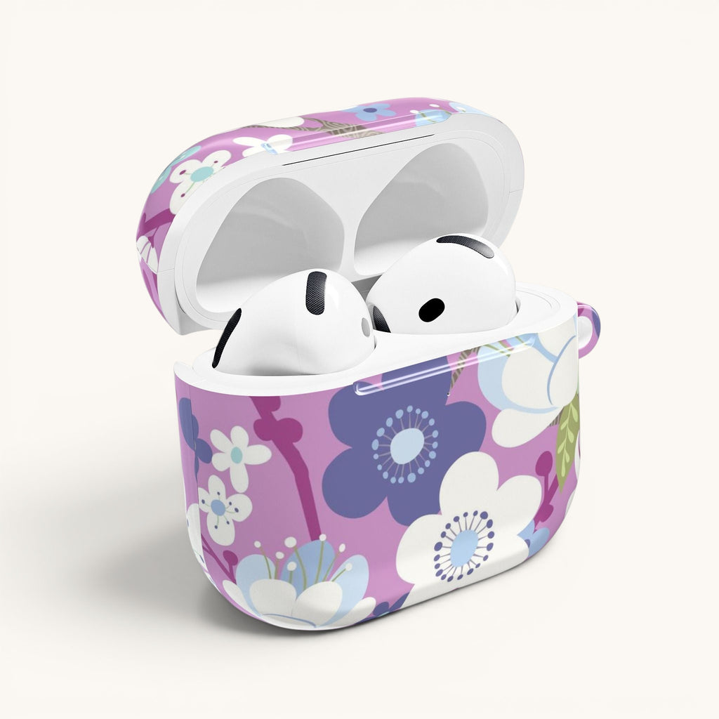 Purple Cherry Blossom AirPods Case