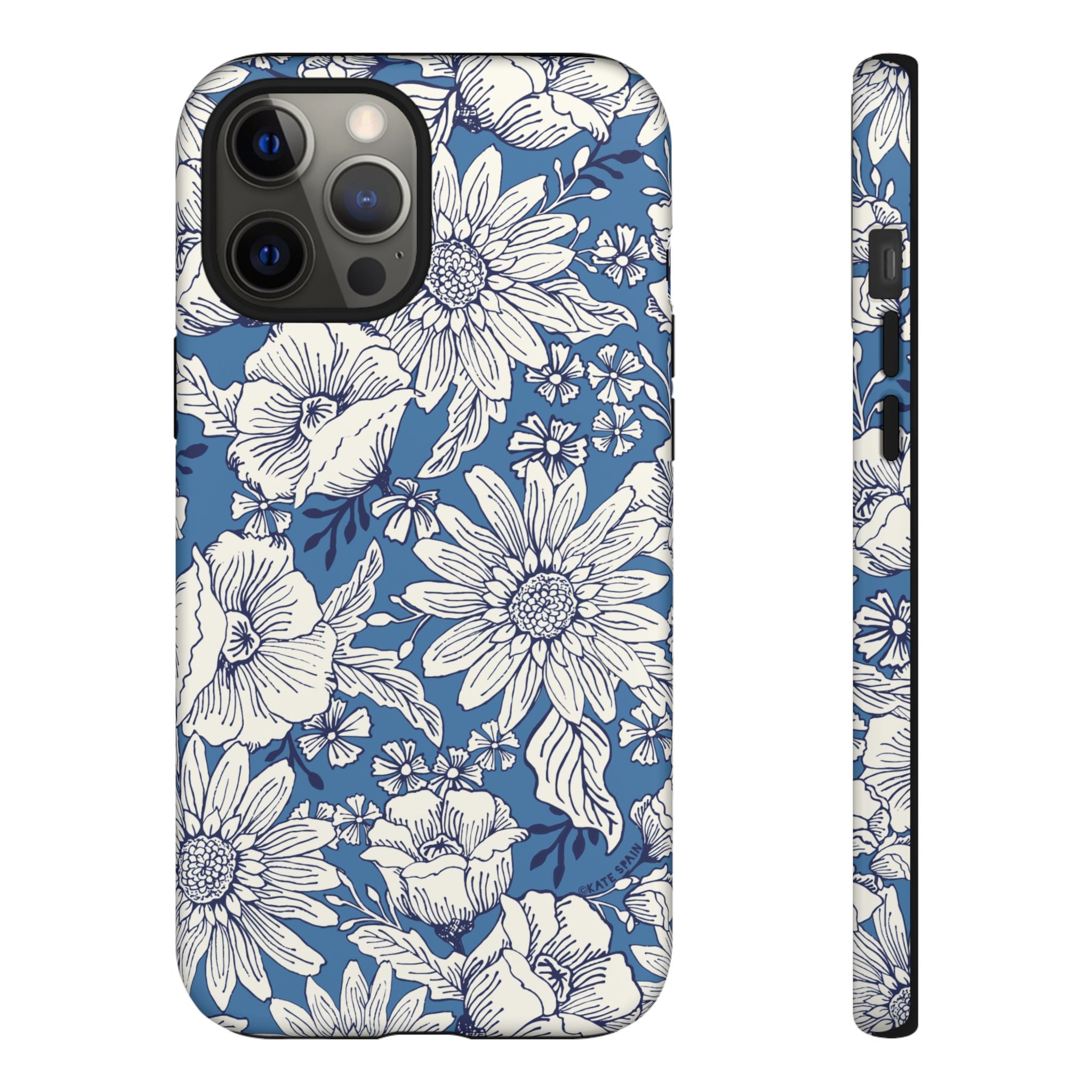 Jardin Tough iPhone 12 Pro Max Case – Matte | blue and cream botanical garden print