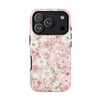 Luxury Pink Cherry Blossom Tough iPhone 17 Pro Case – Matte | light pink, white, cherry blossom floral print