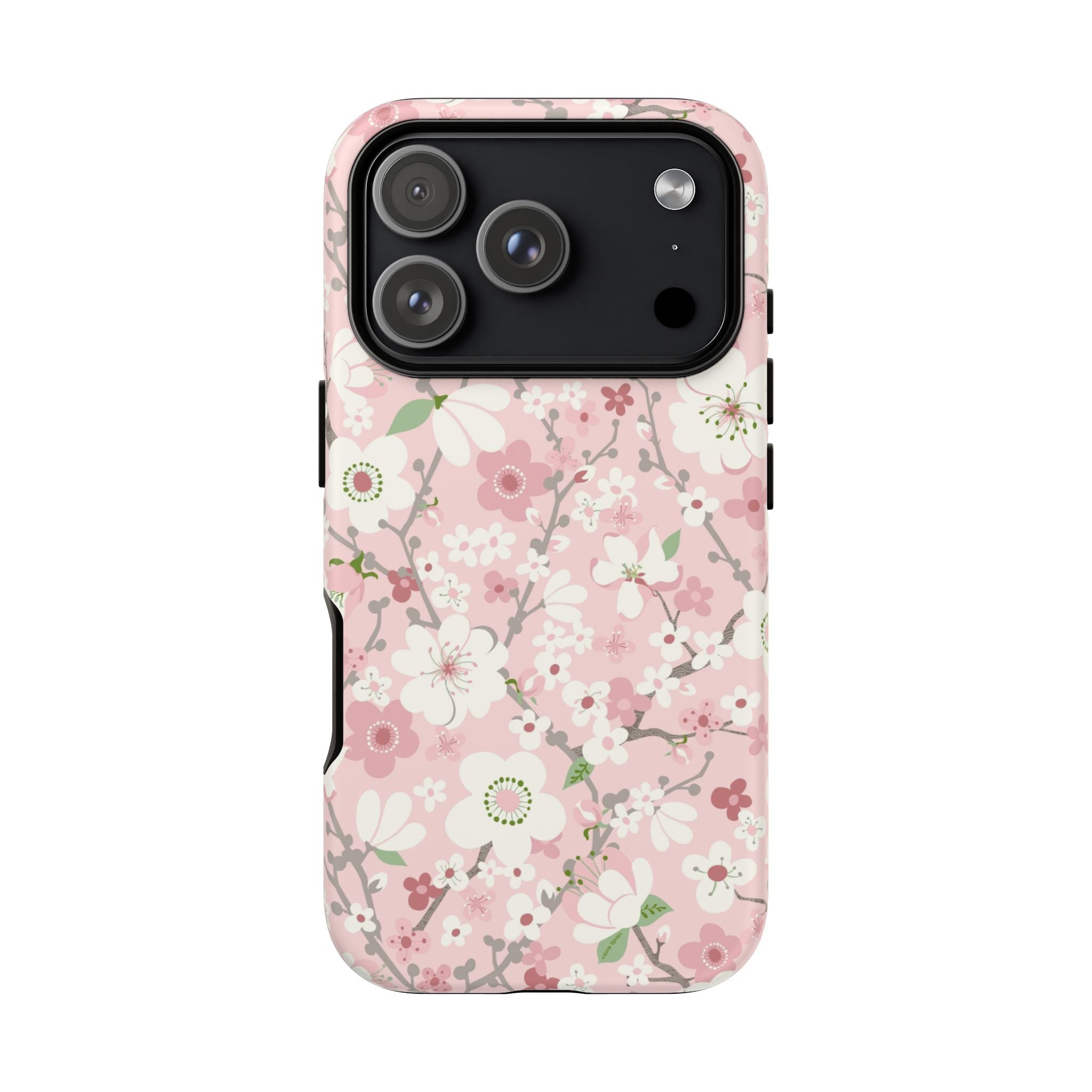 Luxury Pink Cherry Blossom Tough iPhone 17 Pro Case – Matte | light pink, white, cherry blossom floral print