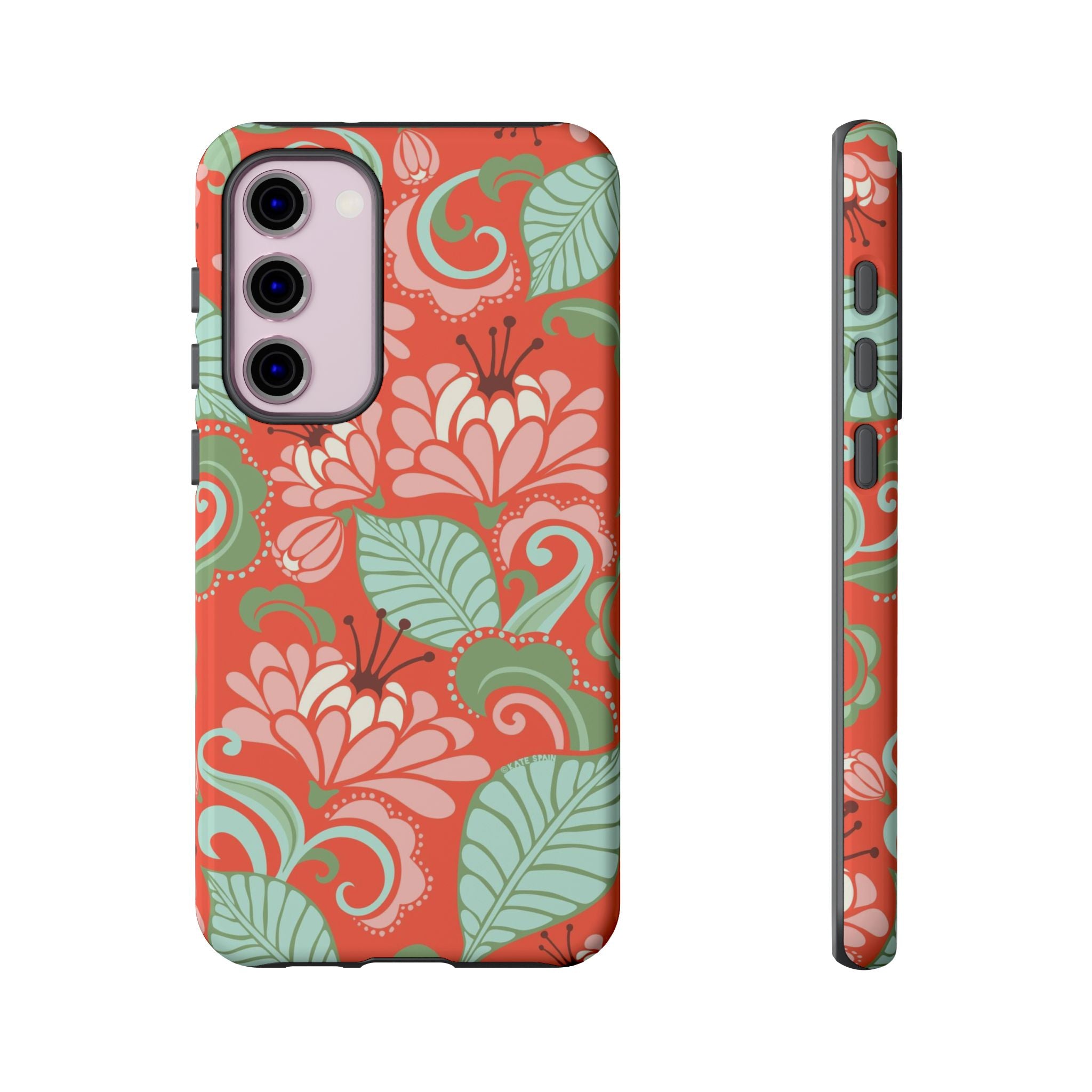 Designer Sarabande Samsung Galaxy S23 Plus Case – Glossy | coral, blush, mint tropical floral print