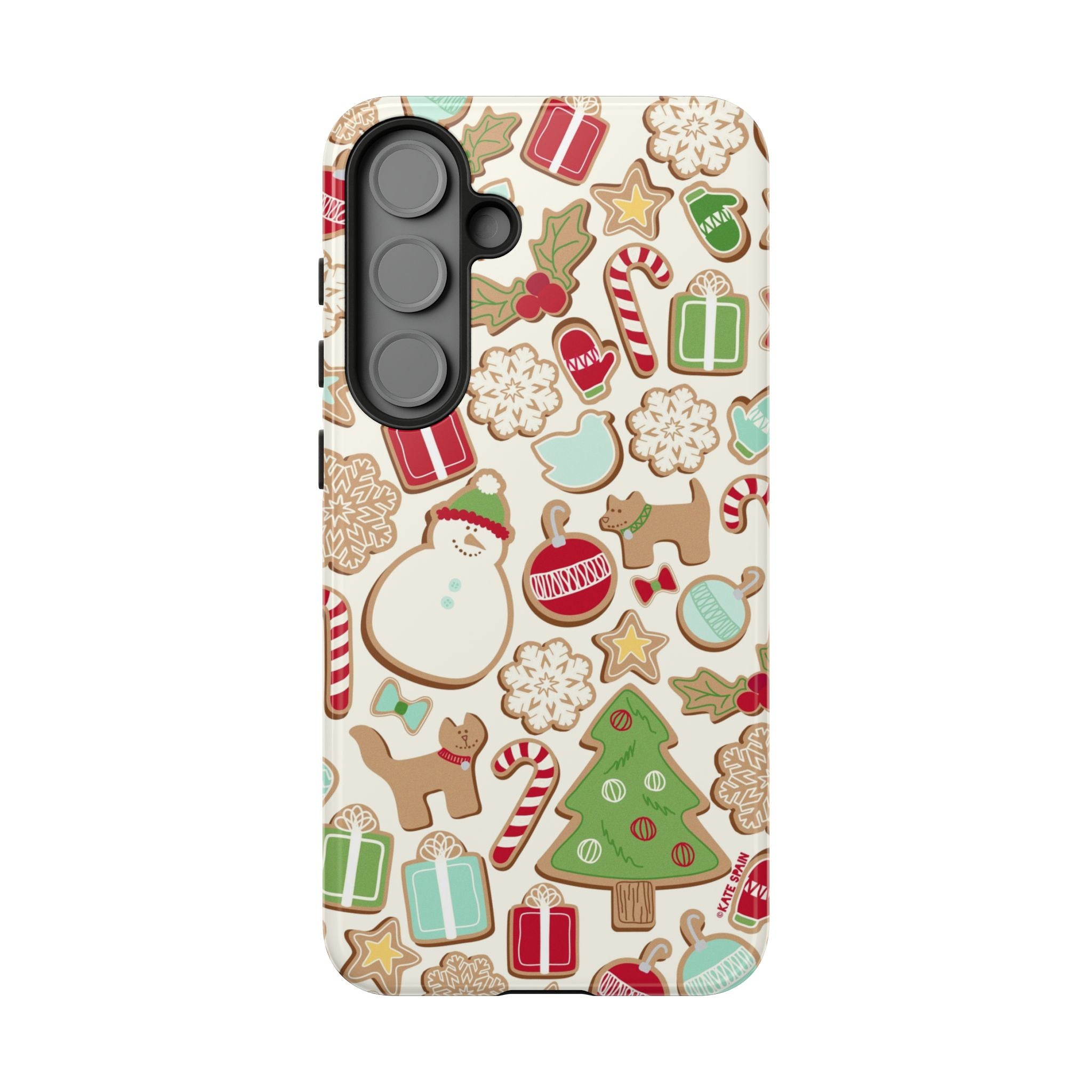 Gingerbread Cookies Samsung Galaxy S26 Case – Glossy | cream, red, green gingerbread holiday cookie print