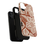 Vintage Bloom Sienna MagSafe iPhone 16 Pro Max – Glossy | sienna ground, large-scale cream clematis print, dual-layer case and inner lining detail with camera cutout view