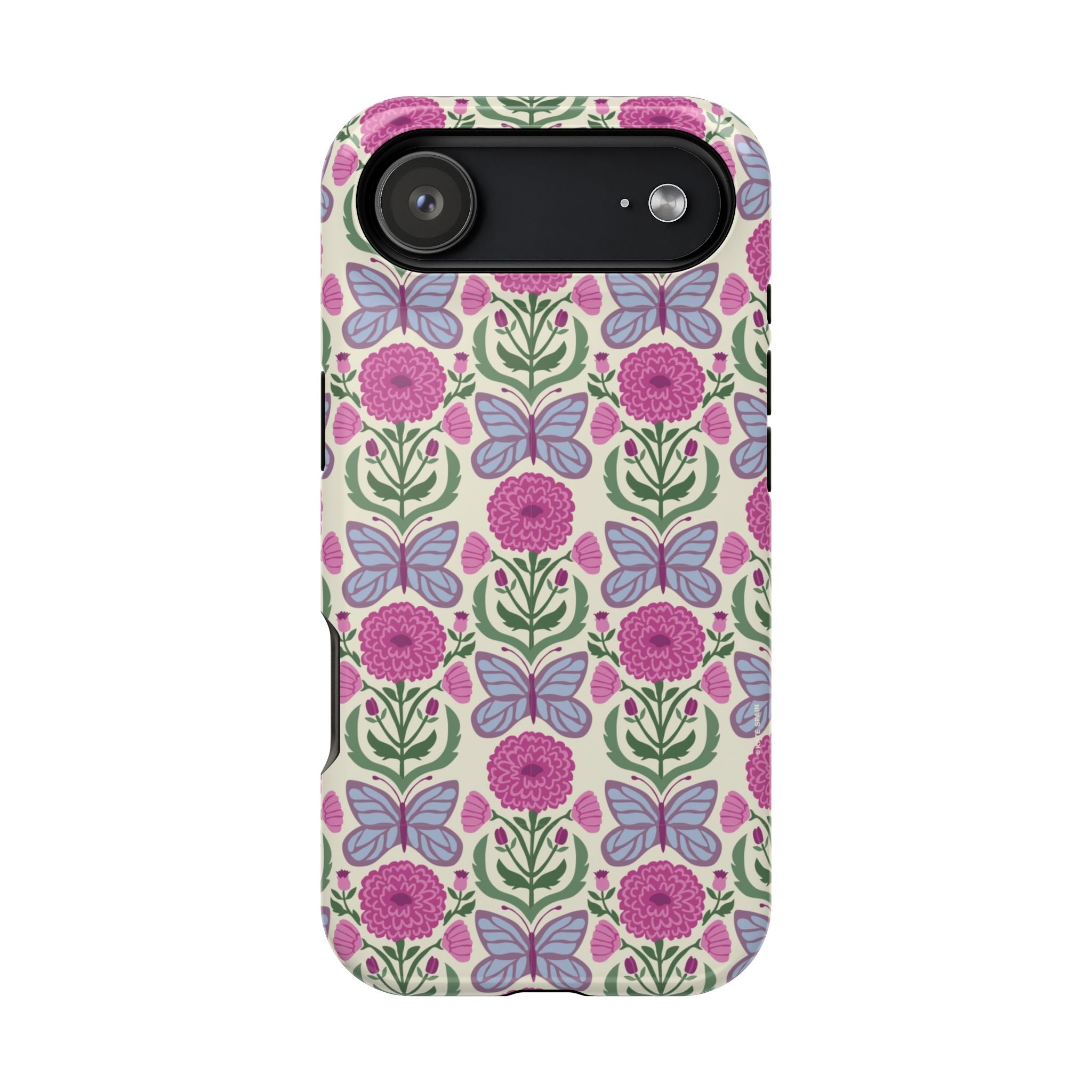 Butterfly MagSafe iPhone 17 Air Case – Glossy | cream, magenta, periwinkle butterfly floral print