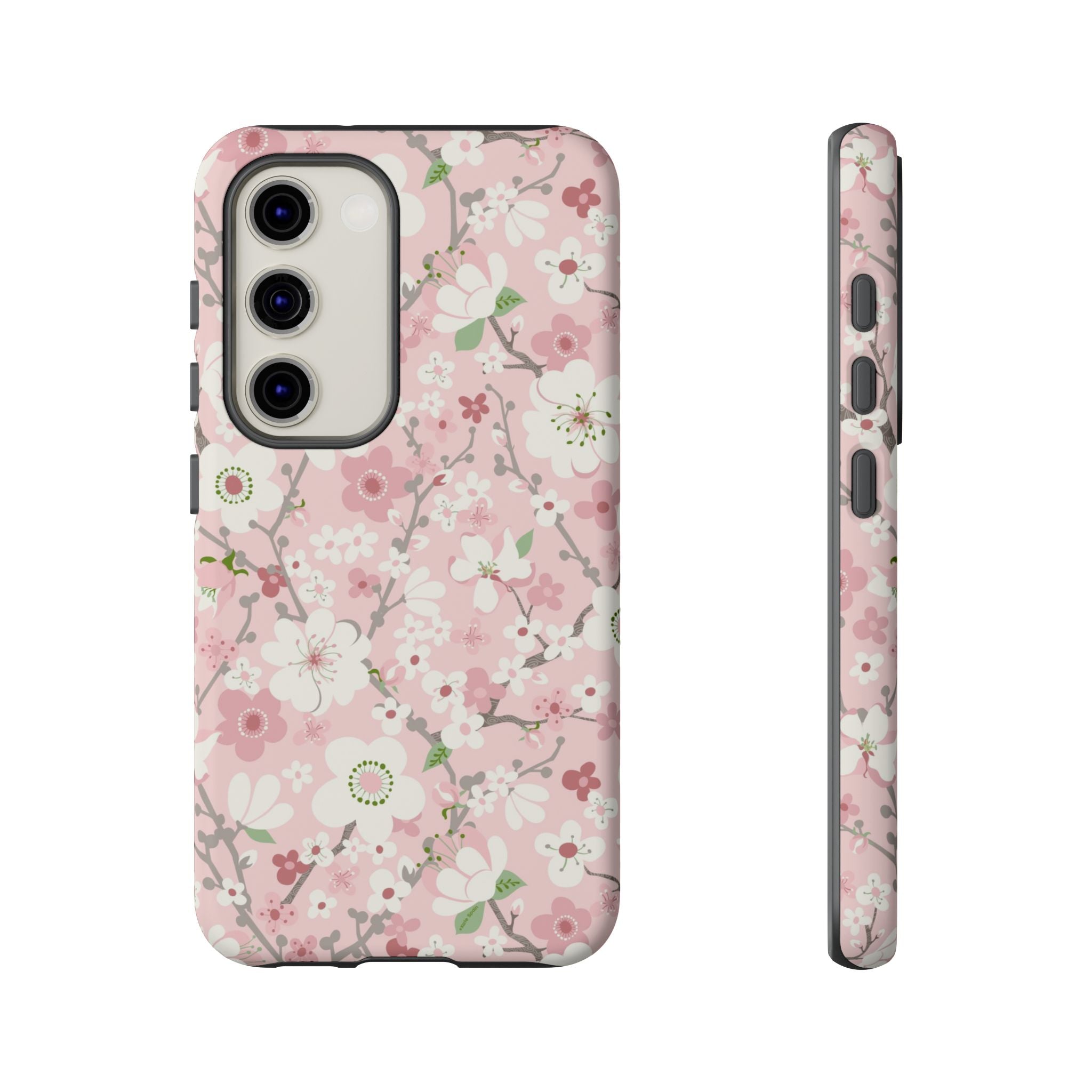 Luxury Pink Cherry Blossom Samsung Galaxy S23 Case – Matte | pink, white, cherry blossom floral print