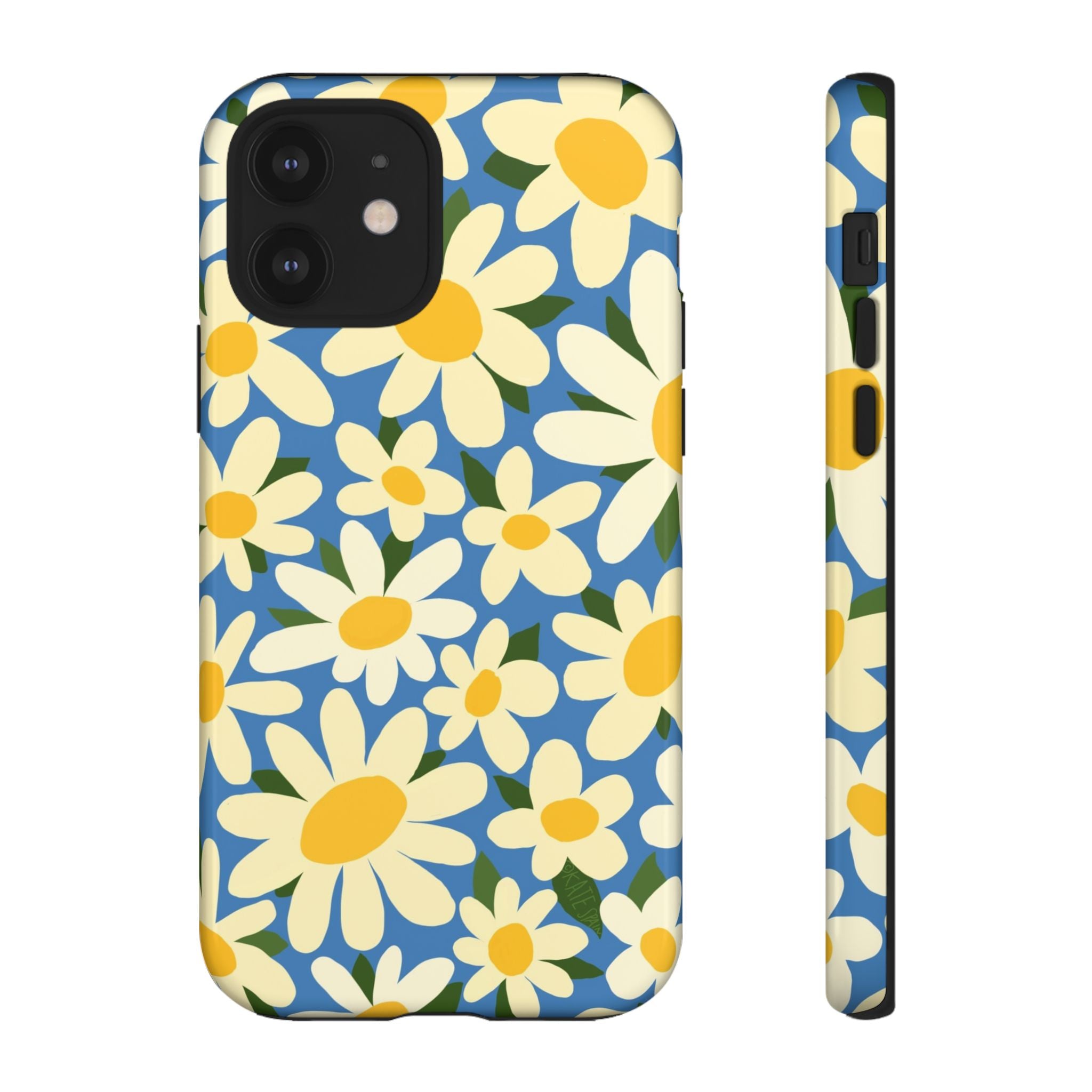 Shasta Daisy Tough iPhone 12 Case – Glossy | blue, cream, yellow daisy floral print