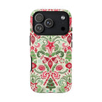 Wonderland Tough iPhone 17 Pro Case – Matte | cream, red, green Christmas ornament damask print