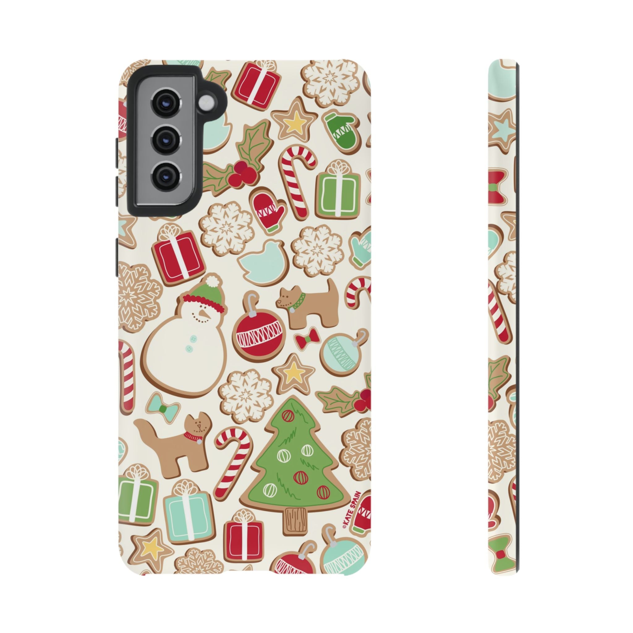 Gingerbread Cookies Samsung Galaxy S21 Plus Case – Matte | cream, red, green gingerbread holiday cookie print