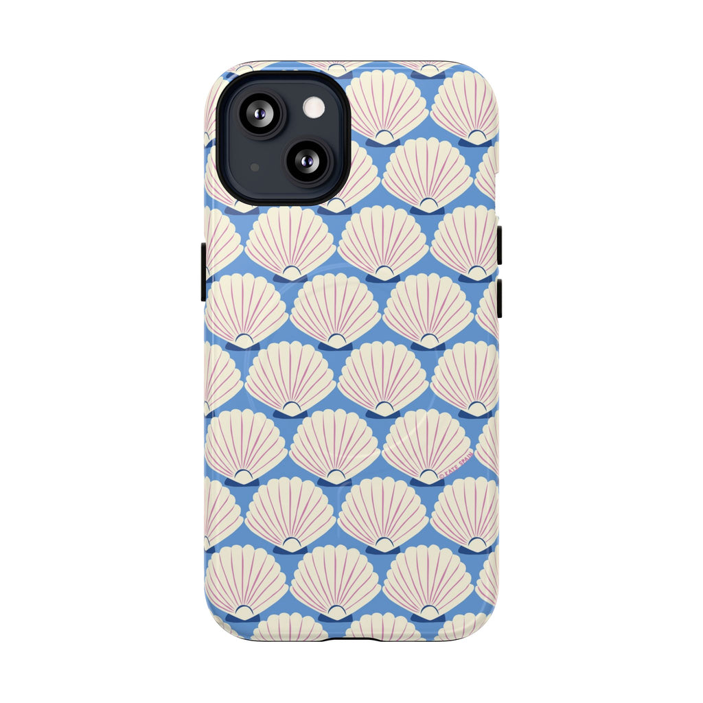 Seashells MagSafe iPhone 13 Case – Glossy | periwinkle, cream, blush scallop shell print
