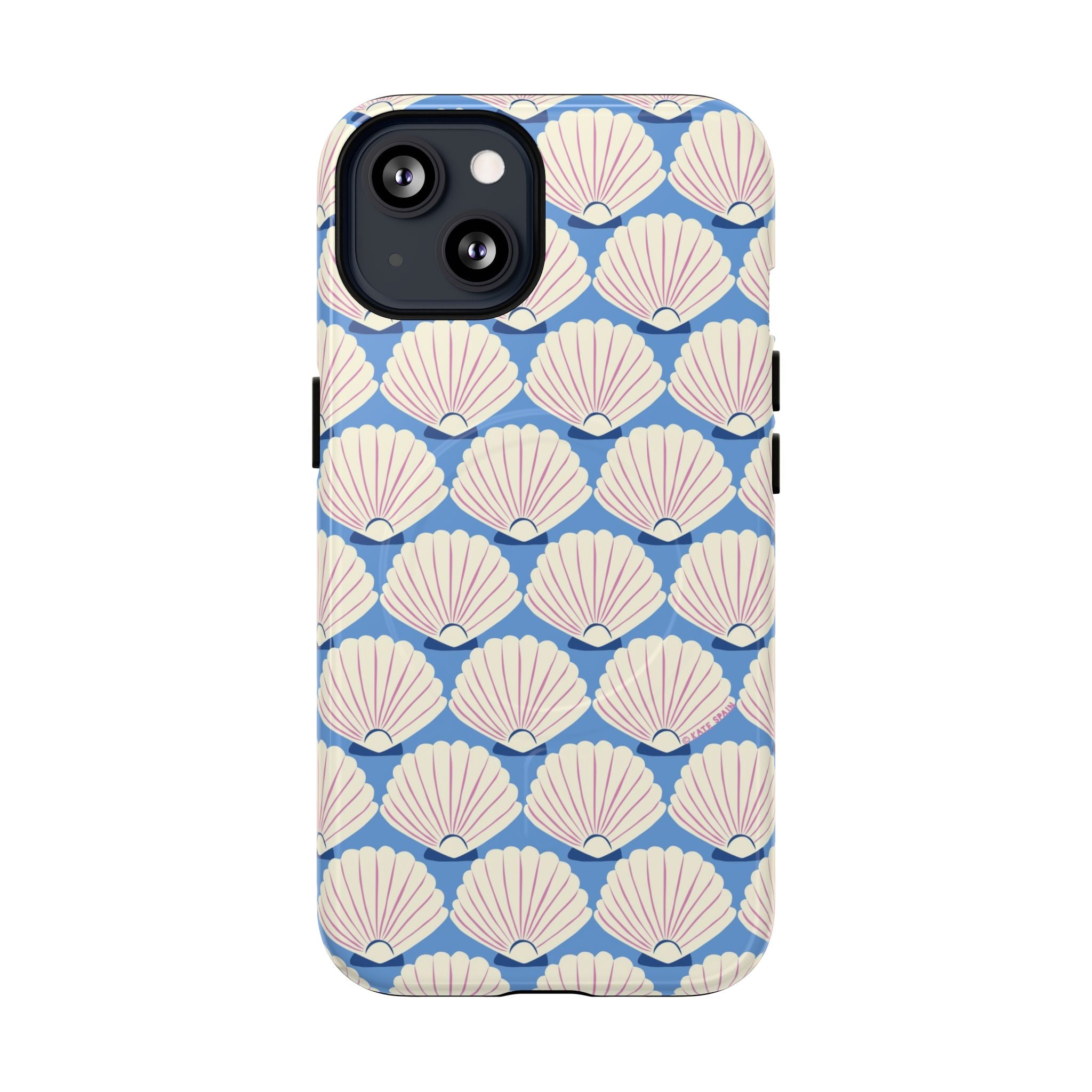 Seashells MagSafe iPhone 13 Case – Glossy | periwinkle, cream, blush scallop shell print