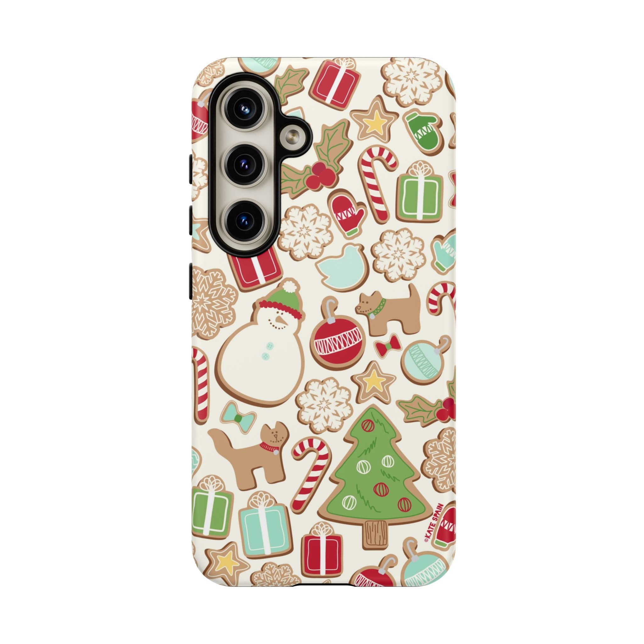 Gingerbread Cookies Samsung Galaxy S24 Plus Case – Matte | cream, red, green gingerbread holiday cookie print