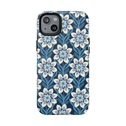 Modern Dahlia MagSafe iPhone Case - Navy Allover Pattern