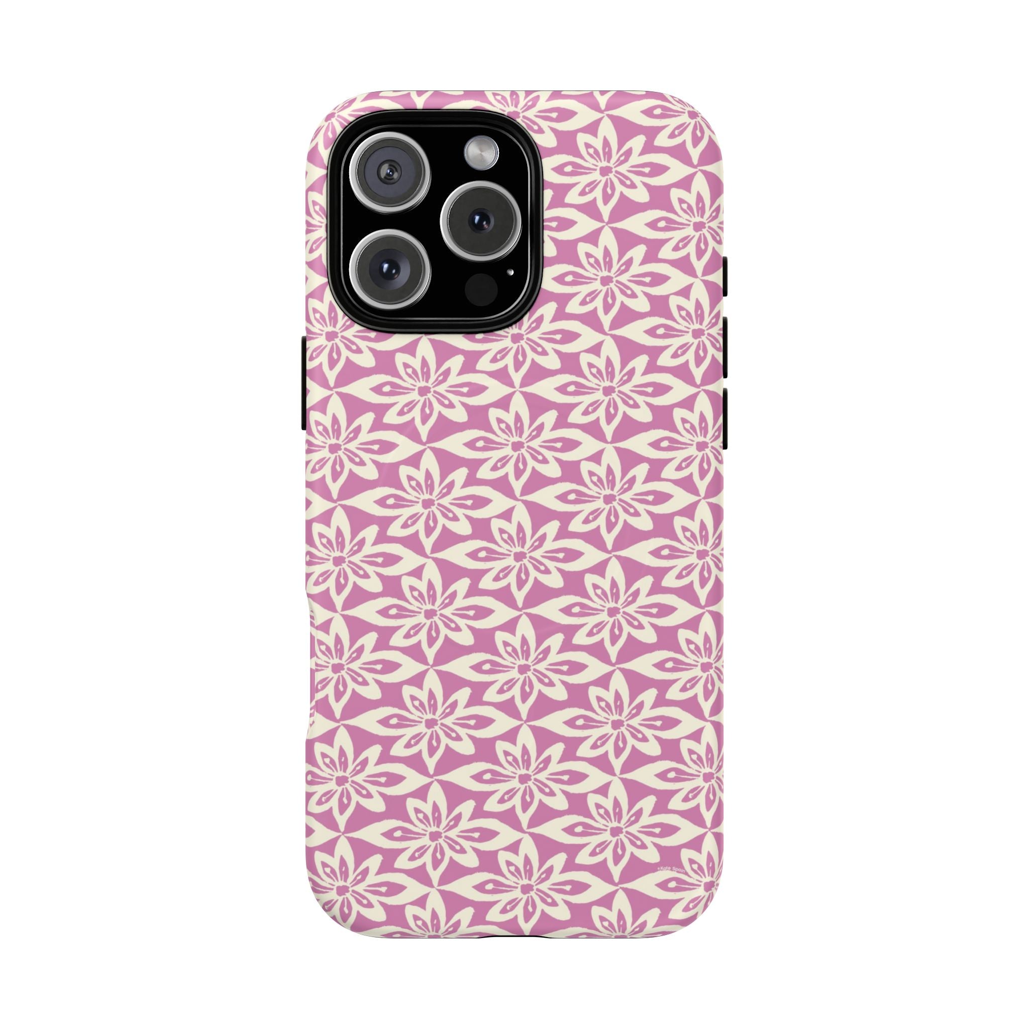 Lily Rose MagSafe iPhone 16 Pro Max Case – Matte | graphic white lily print on soft rose — botanical MagSafe case by Kate Spain